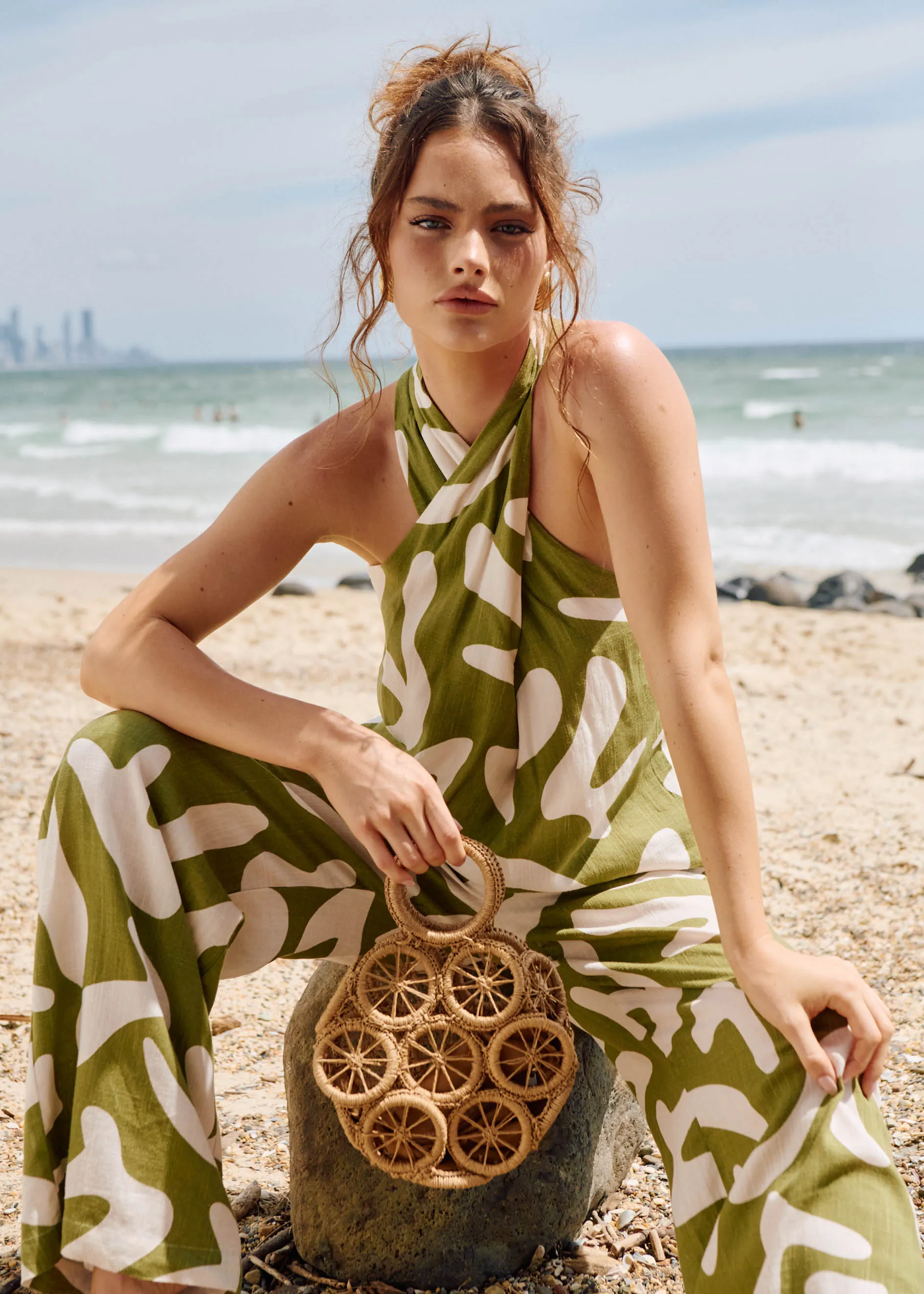 Xanita Linen Blend Top - Olive Vacation sold by Gingham & Heels product image thumbnail 3