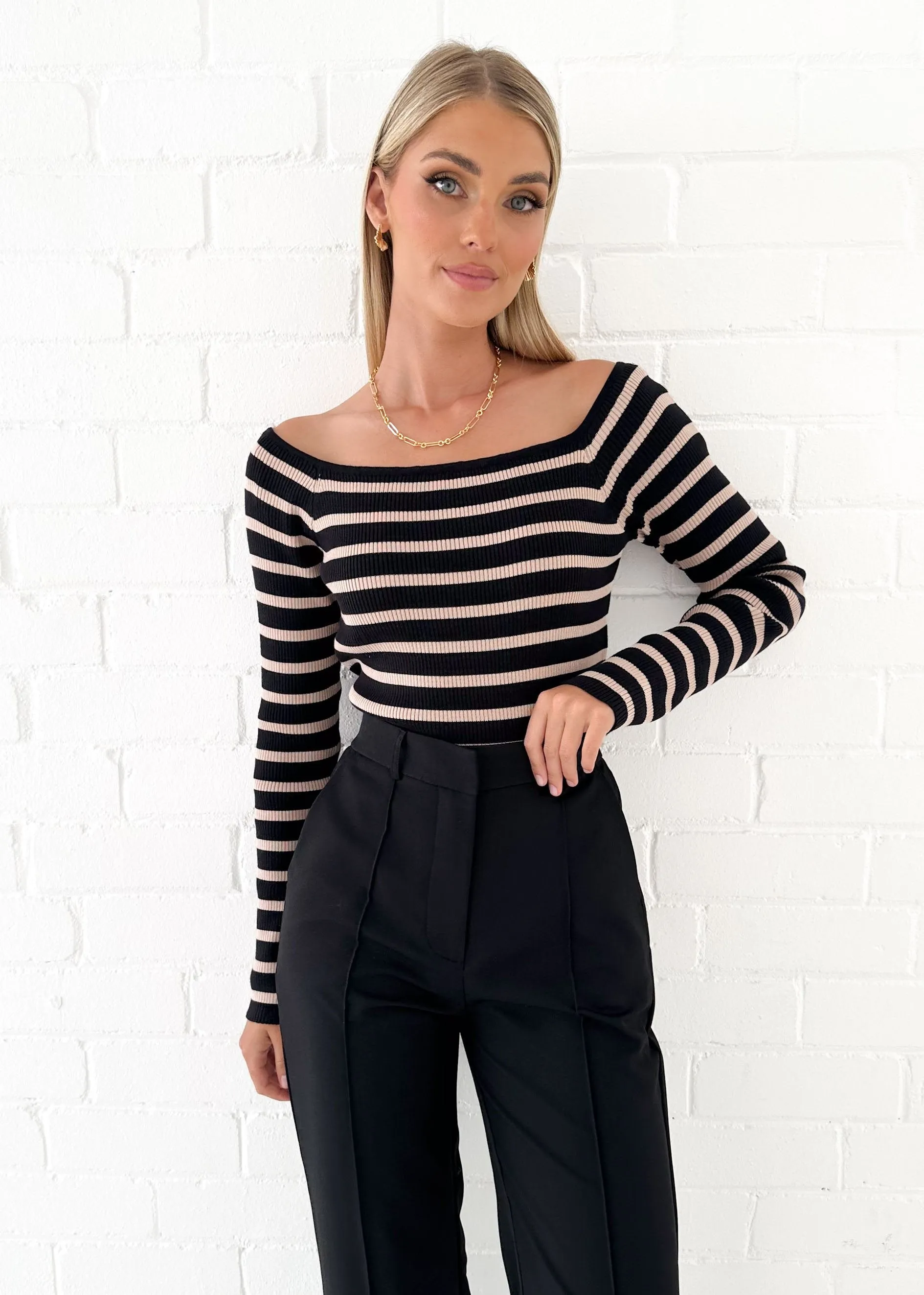 Tavlie Knit Top - Black Stripe sold by Gingham & Heels product image thumbnail 4