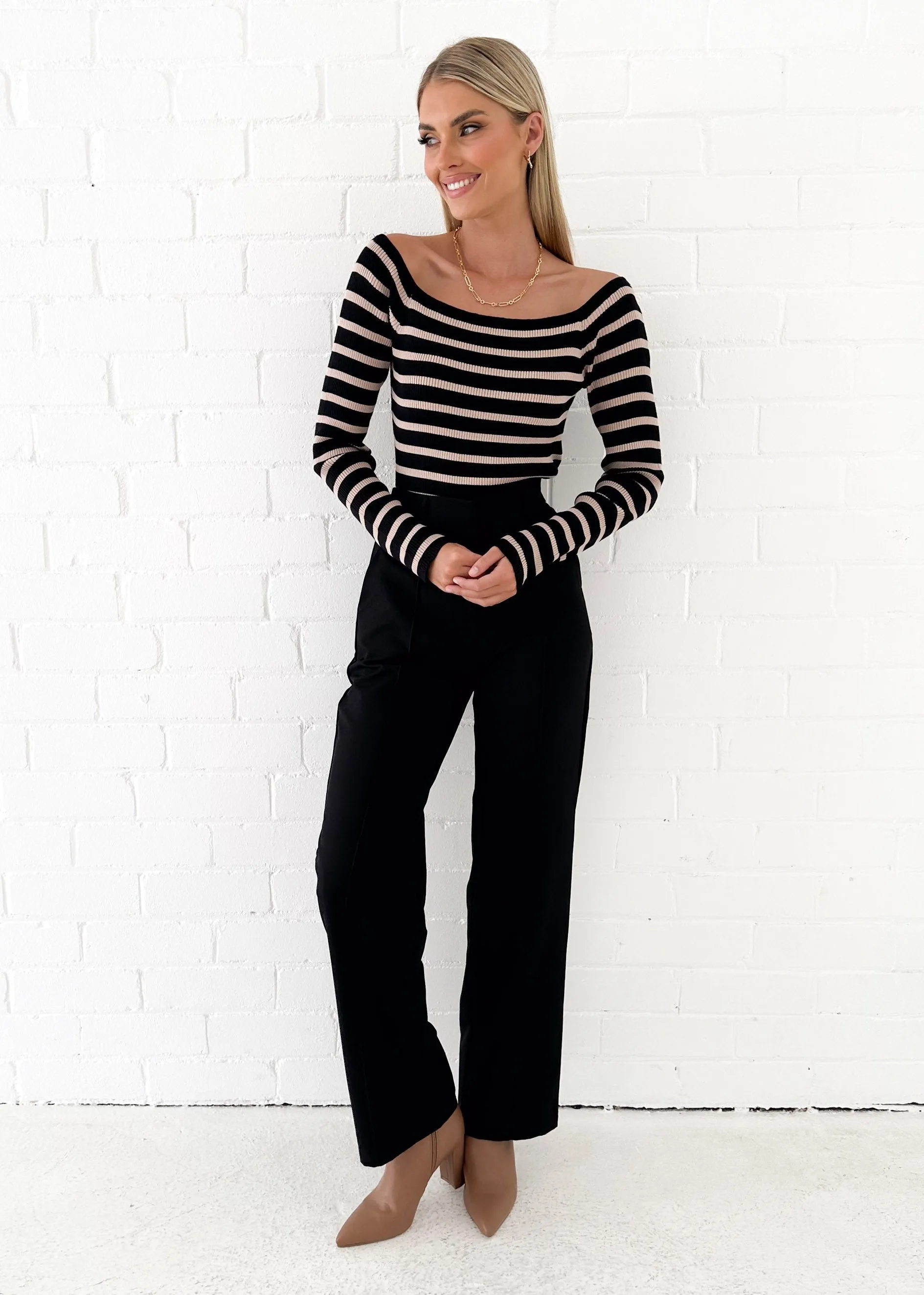 Tavlie Knit Top - Black Stripe sold by Gingham & Heels product image thumbnail 3