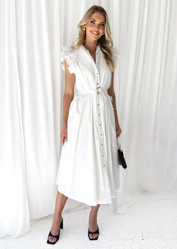 Nordie Midi Dress - Off White sold by Gingham & Heels
