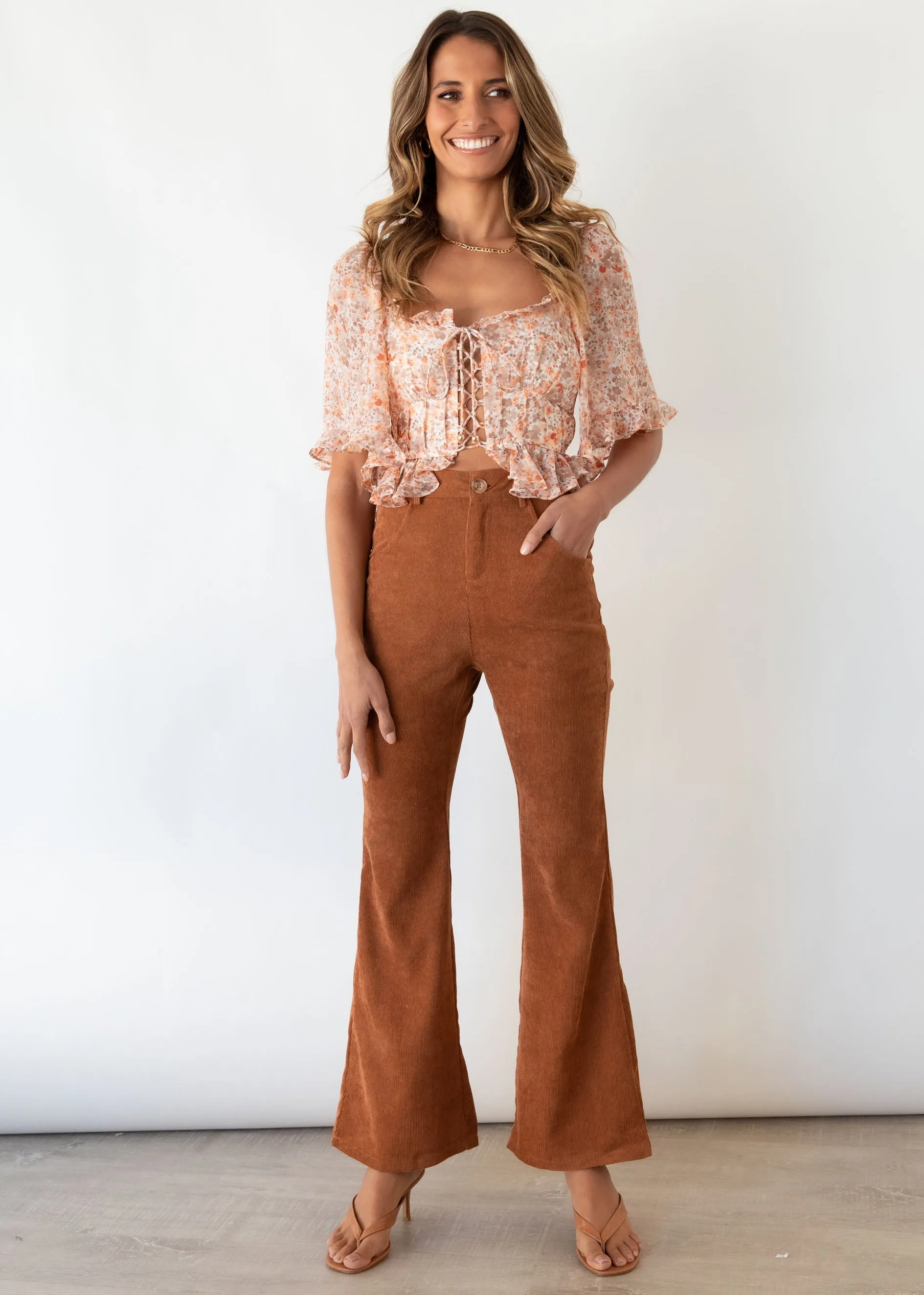 Edge Of Romance Crop - Tan Floral sold by Gingham & Heels product image thumbnail 3