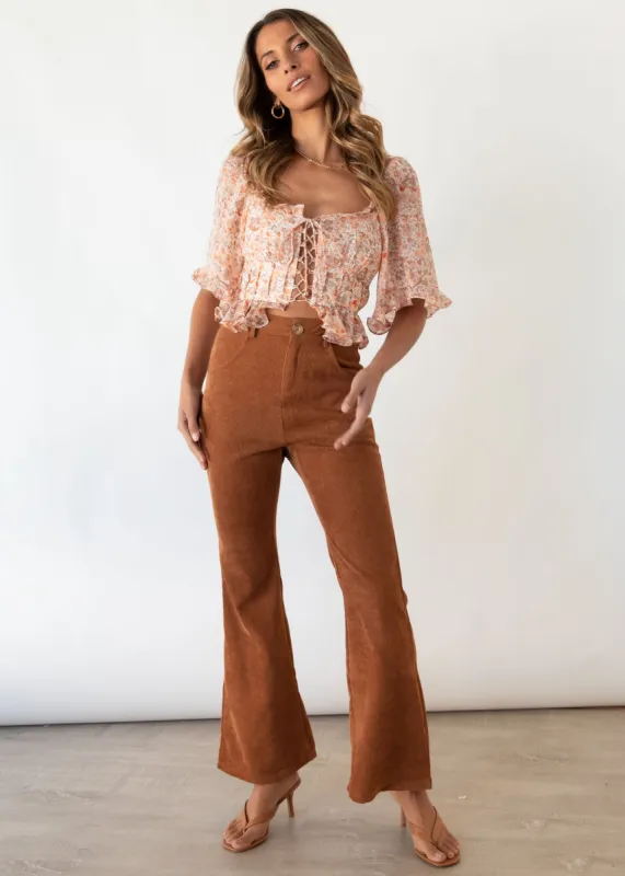 Edge Of Romance Crop - Tan Floral sold by Gingham & Heels