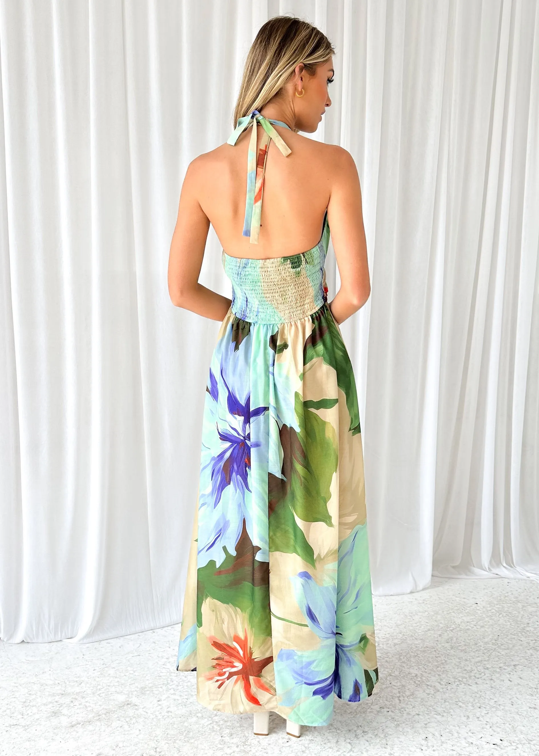 Depas Halter Maxi Dress - Beige Flowers sold by Gingham & Heels product image thumbnail 5