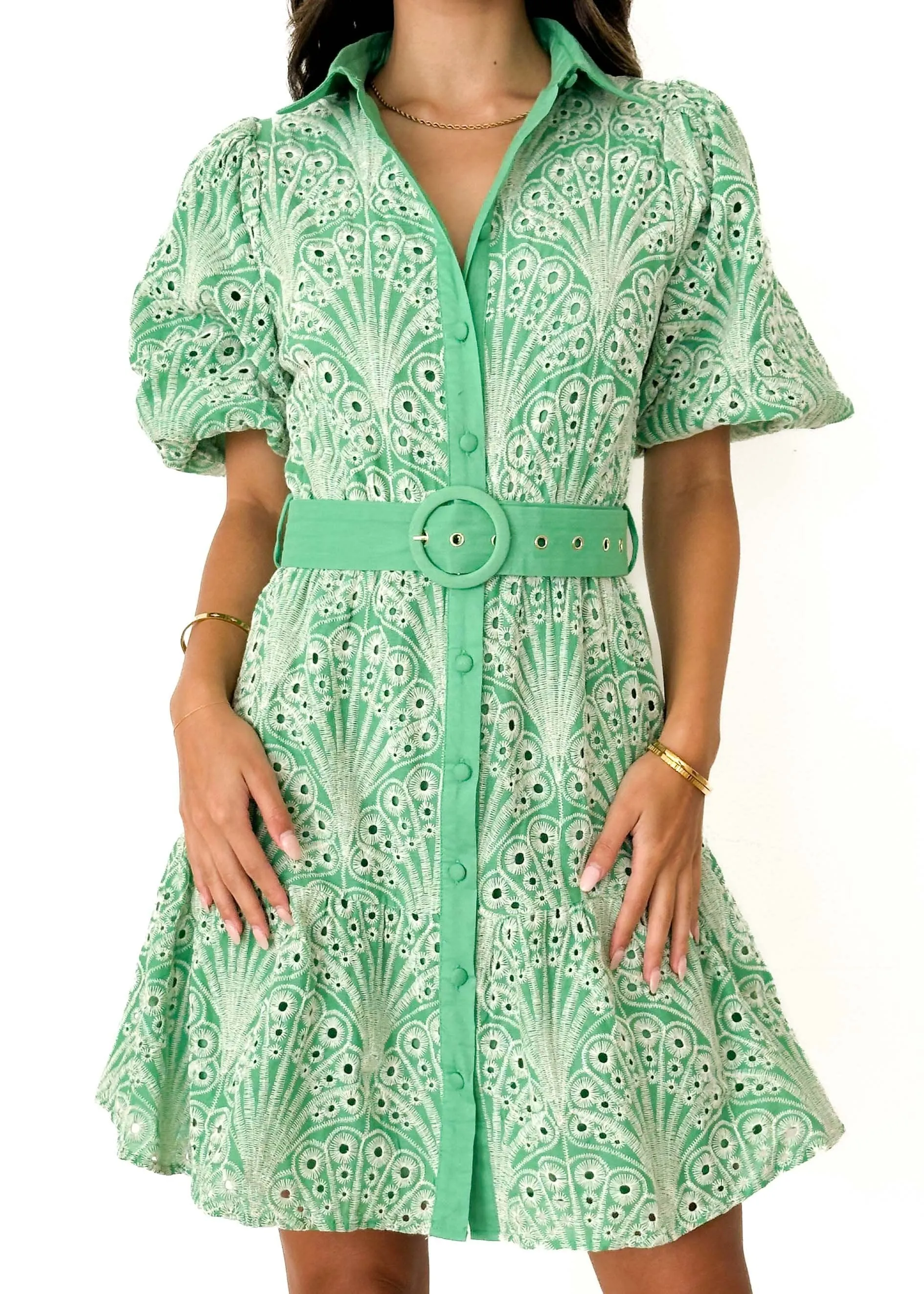 Joleena Dress - Spearmint Anglaise sold by Gingham & Heels product image thumbnail 2