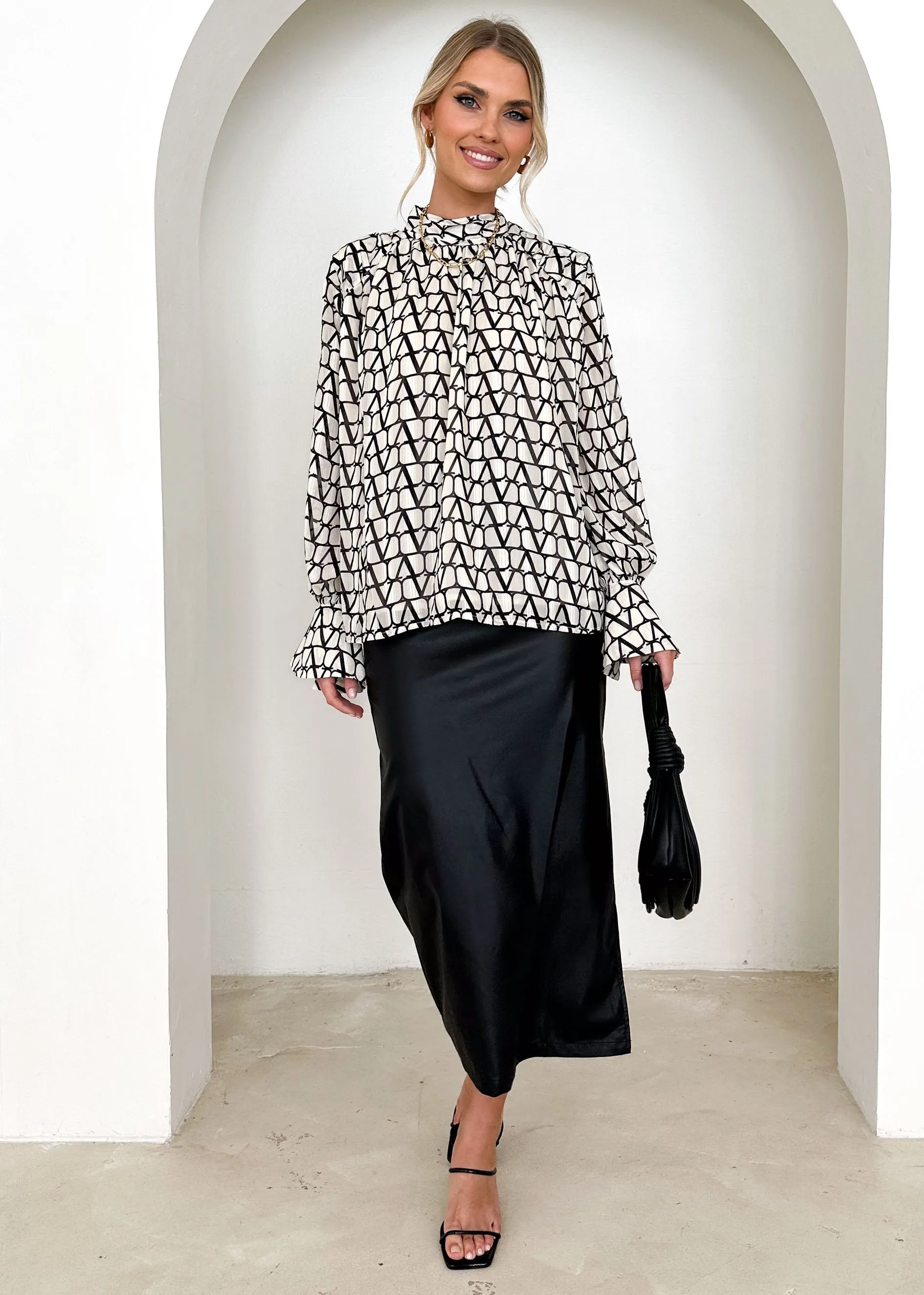 Rebecca Blouse - Cream Geo sold by Gingham & Heels product image thumbnail 5