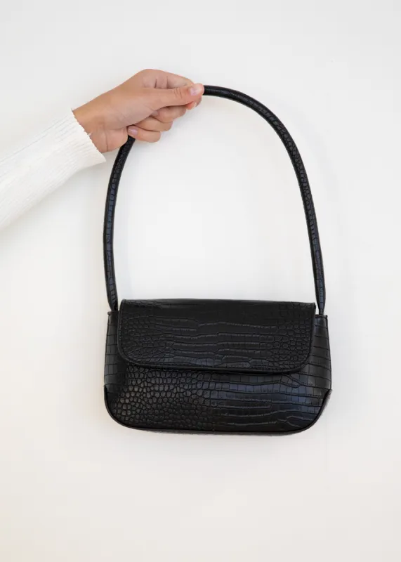 Izalia Shoulder Bag - Black Croc sold by Gingham & Heels