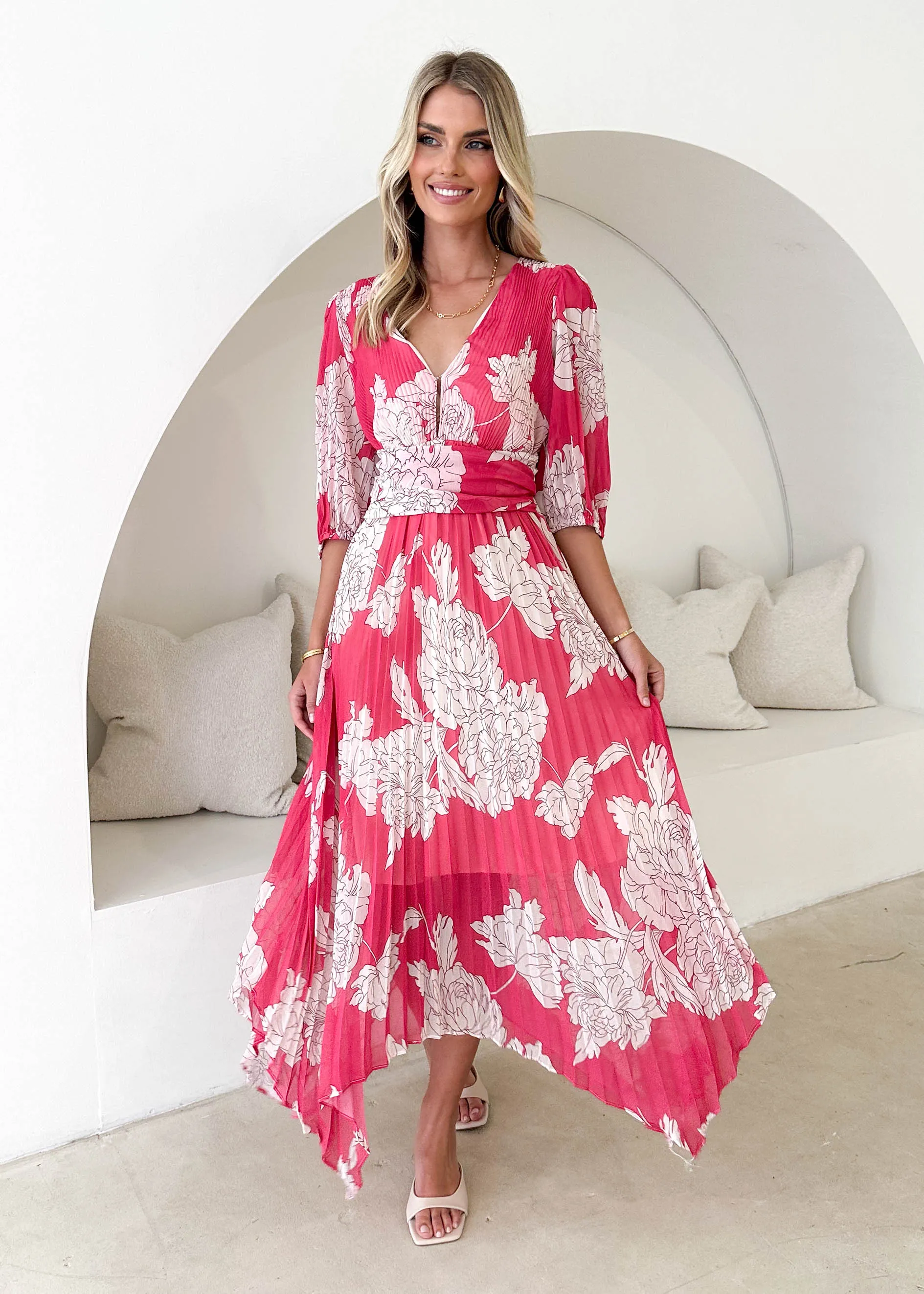 Twinker Midi Dress - Pink Floral sold by Gingham & Heels product image thumbnail 2