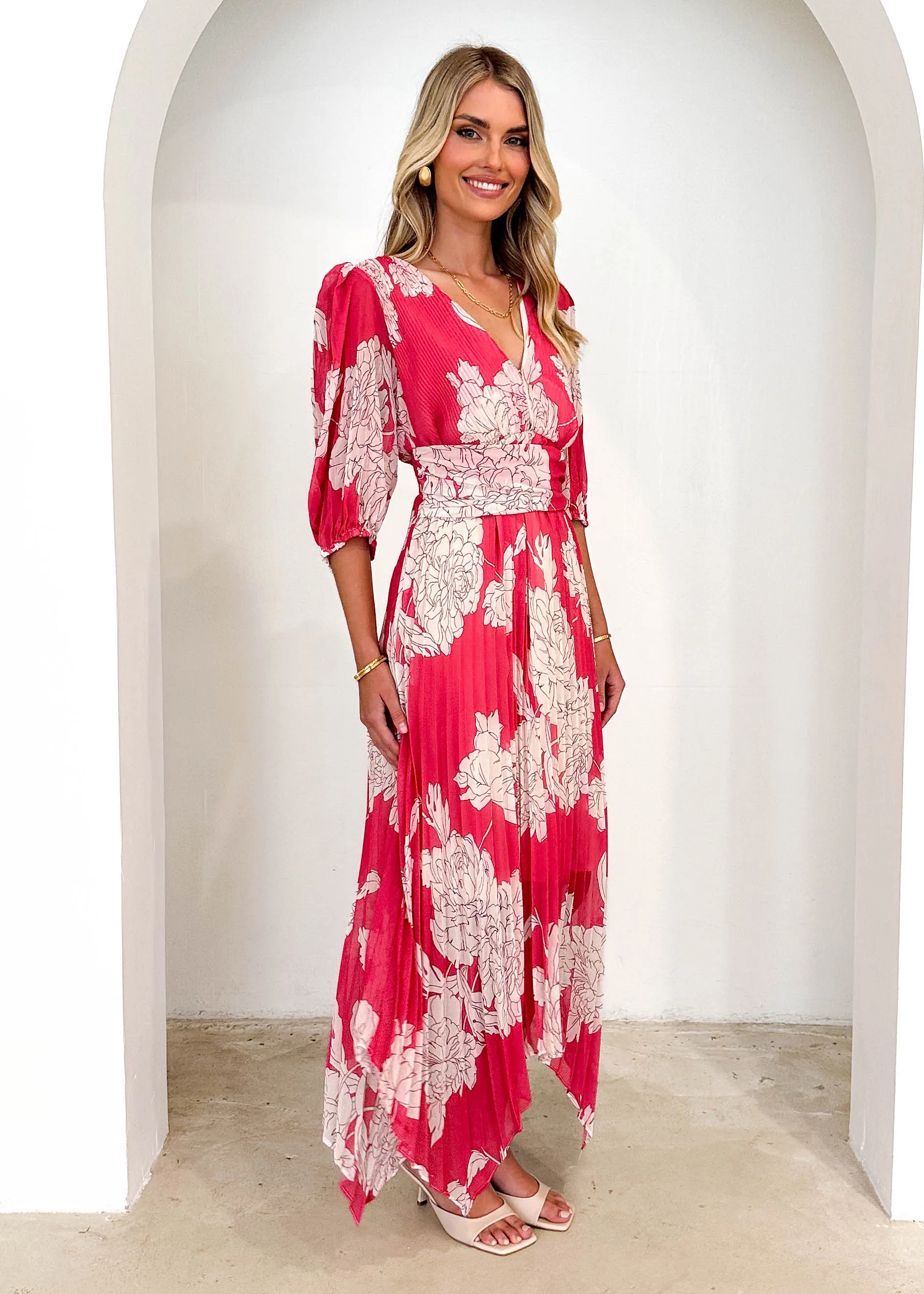 Twinker Midi Dress - Pink Floral sold by Gingham & Heels product image thumbnail 4