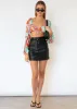 Monrow Leather Look Skirt - Black sold by Gingham & Heels