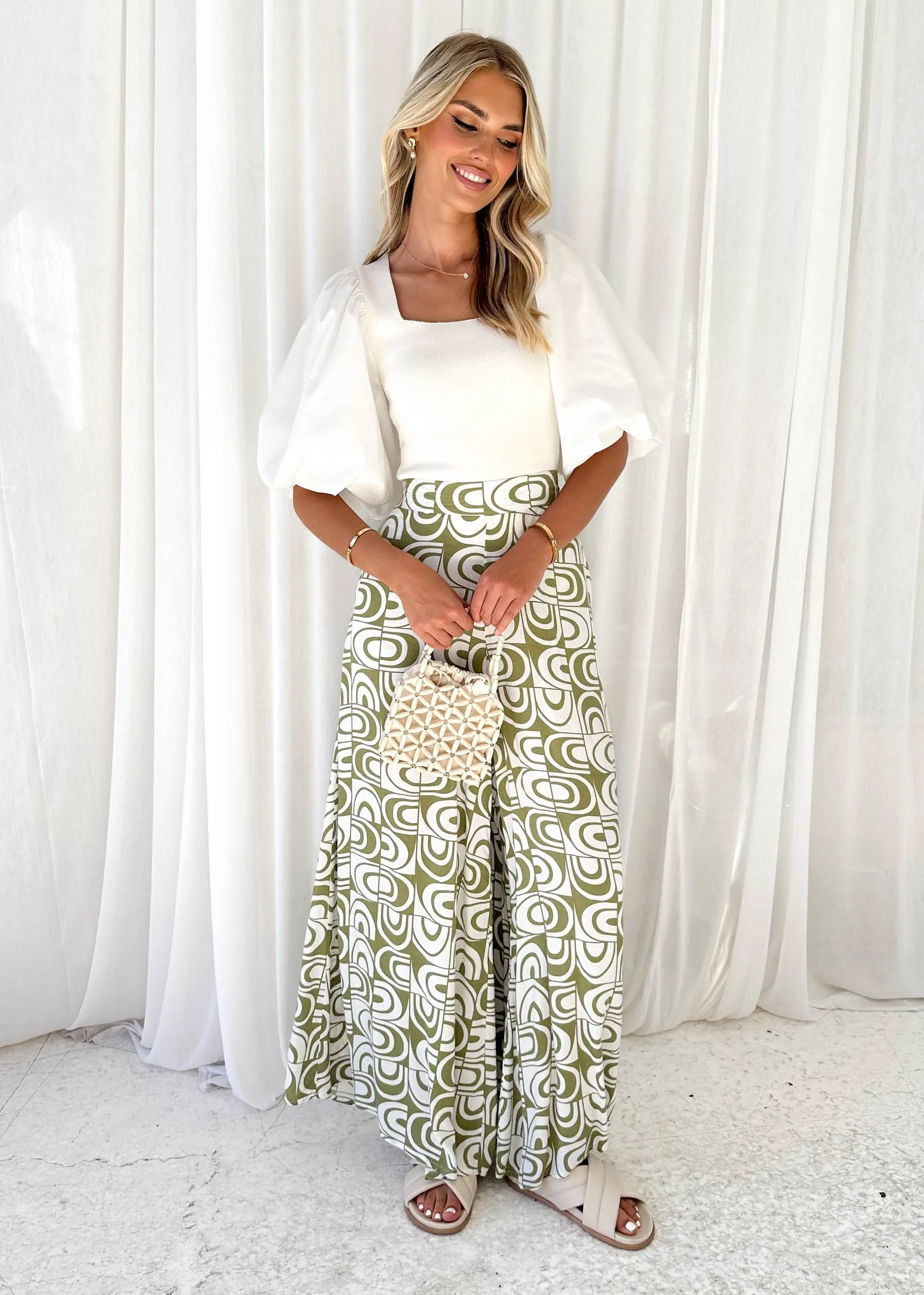 Zelay Pants - Olive Abstract sold by Gingham & Heels product image thumbnail 3