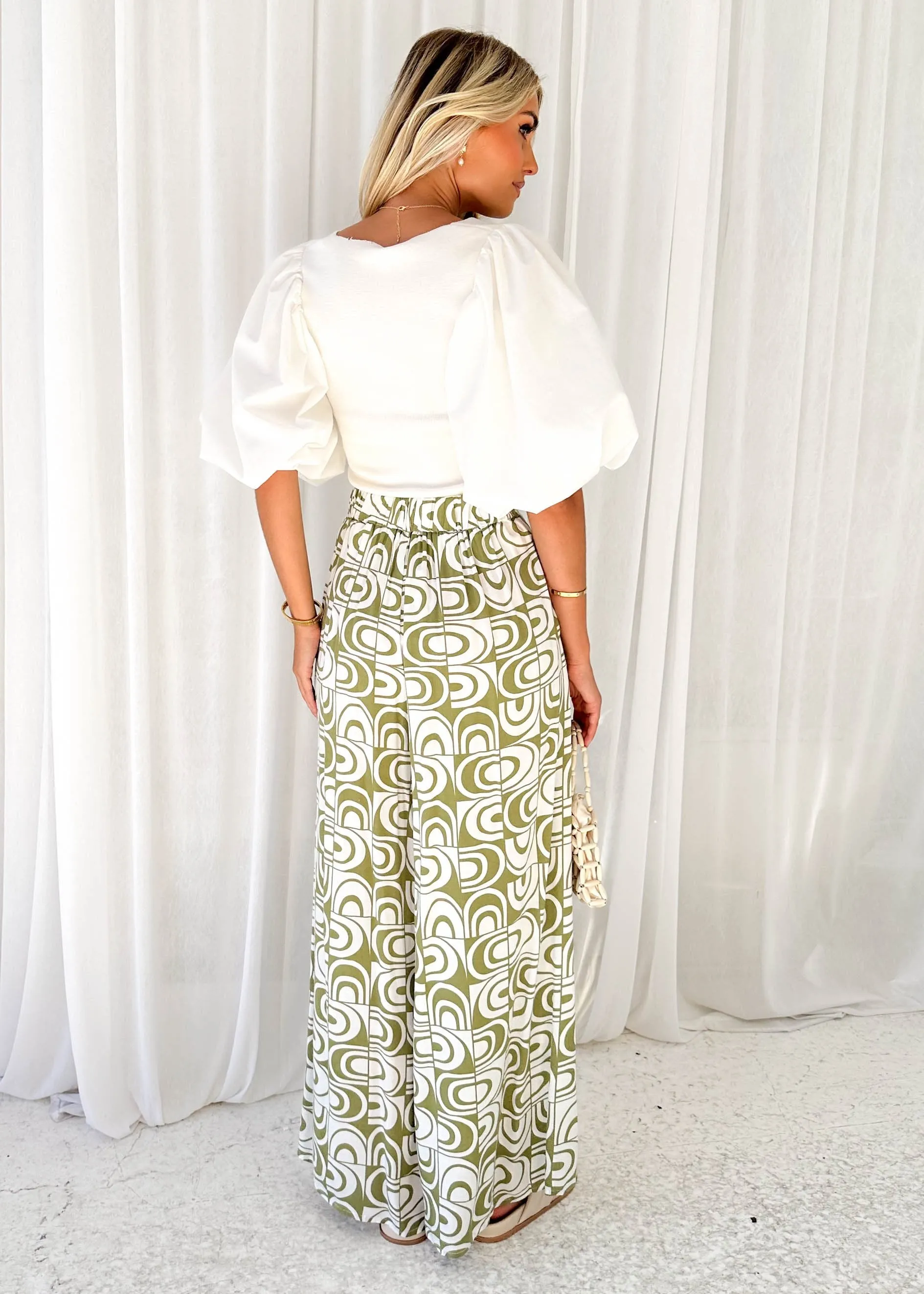 Zelay Pants - Olive Abstract sold by Gingham & Heels product image thumbnail 5