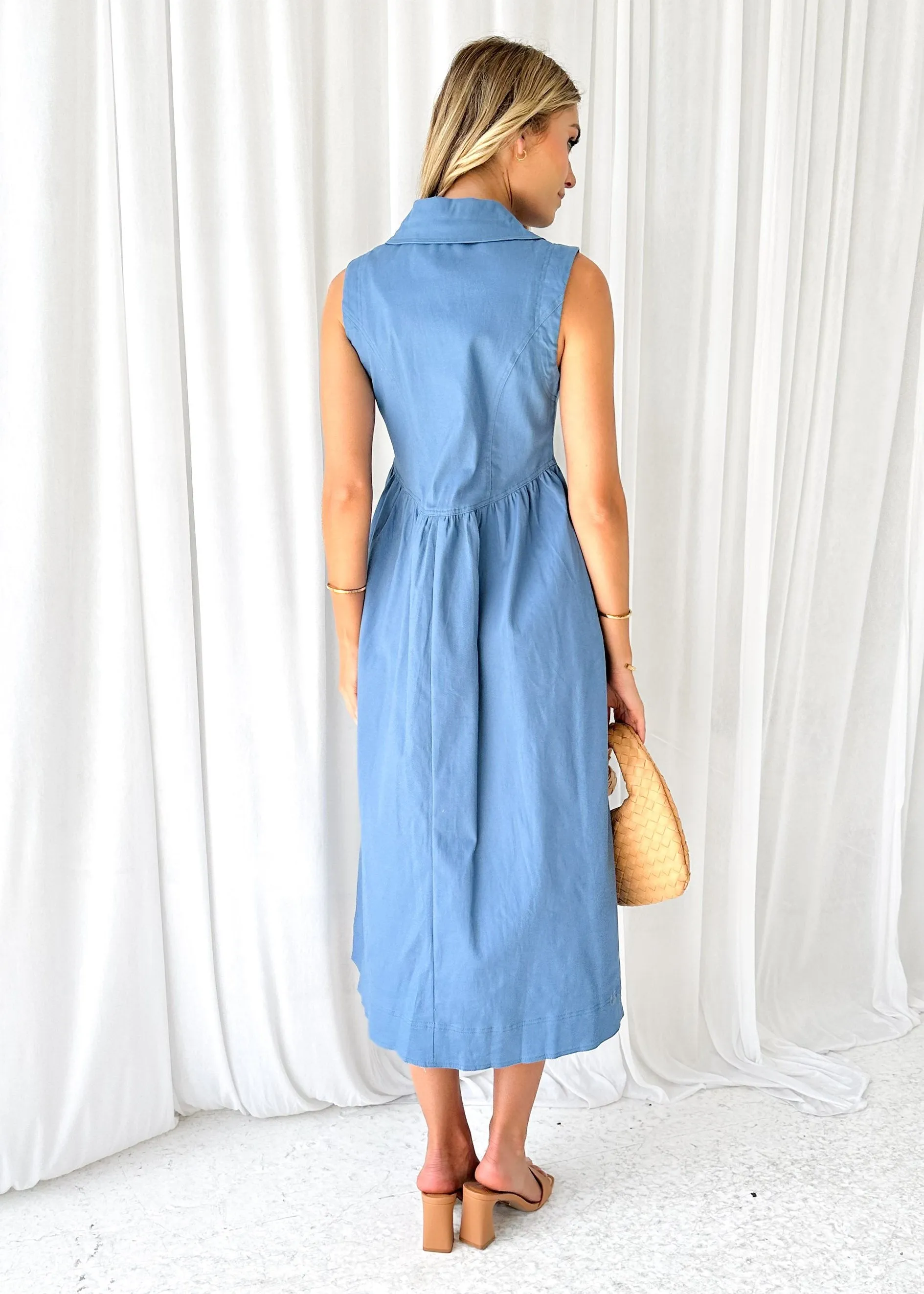 Furger Stretch Denim Midi Dress - Blue sold by Gingham & Heels product image thumbnail 5