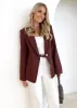 Adalee Linen Blazer - Chocolate sold by Gingham & Heels