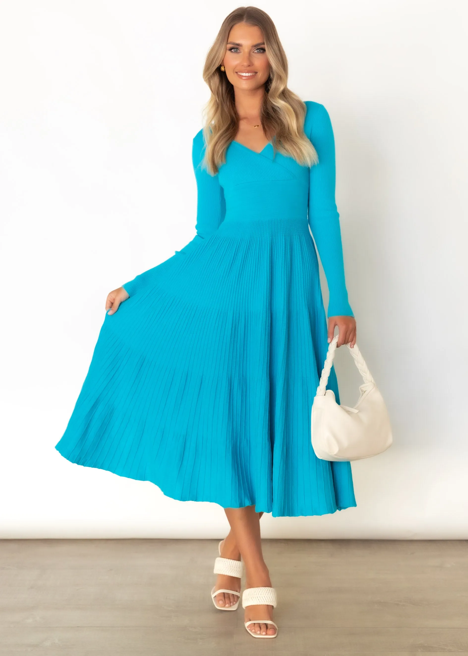 Alise Knit Midi Dress - Blue sold by Gingham & Heels product image thumbnail 3