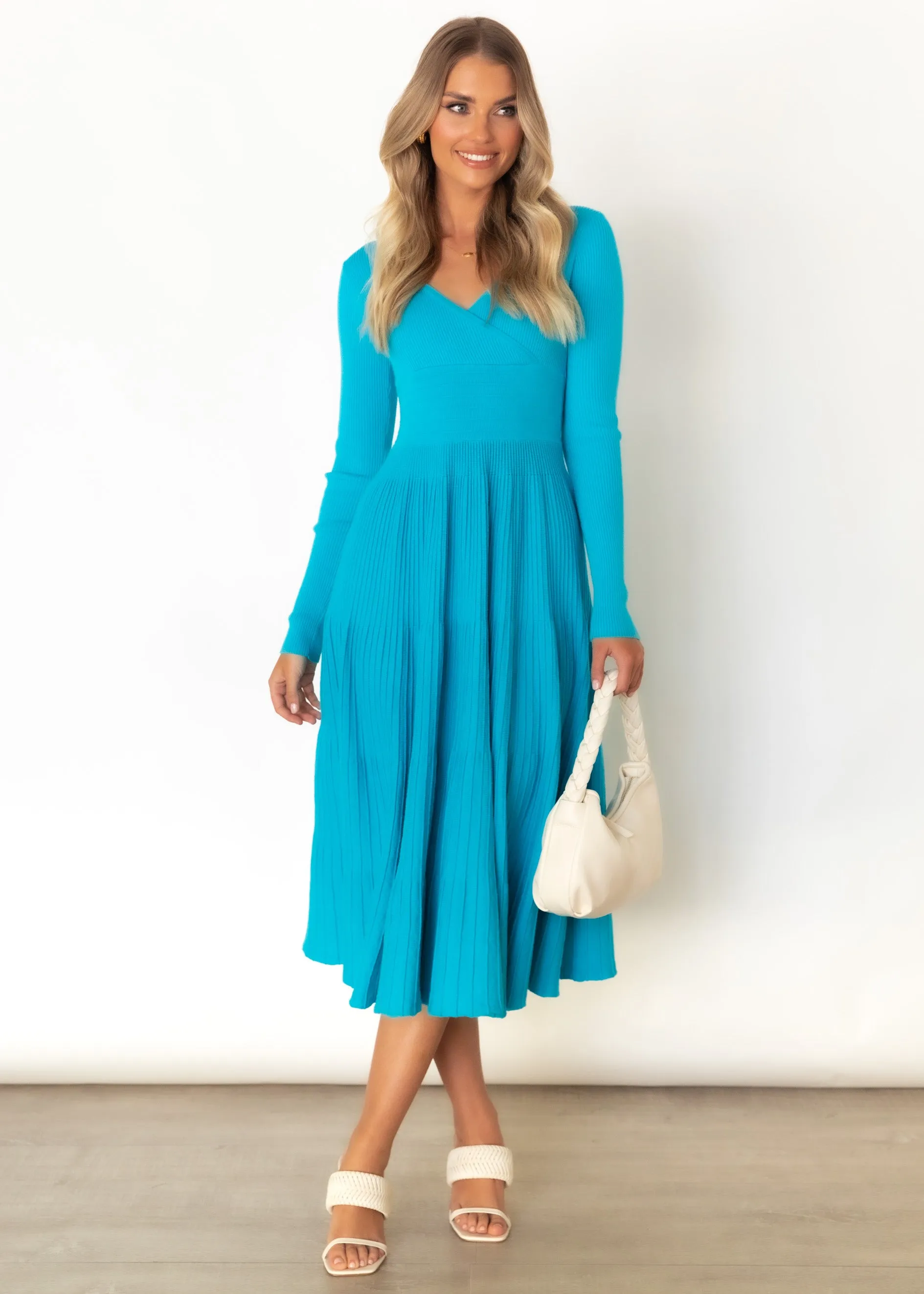 Alise Knit Midi Dress - Blue sold by Gingham & Heels product image thumbnail 2