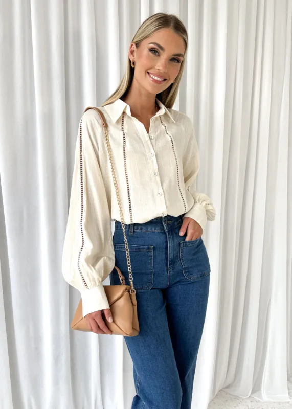 Haydra Shirt - Cream sold by Gingham & Heels
