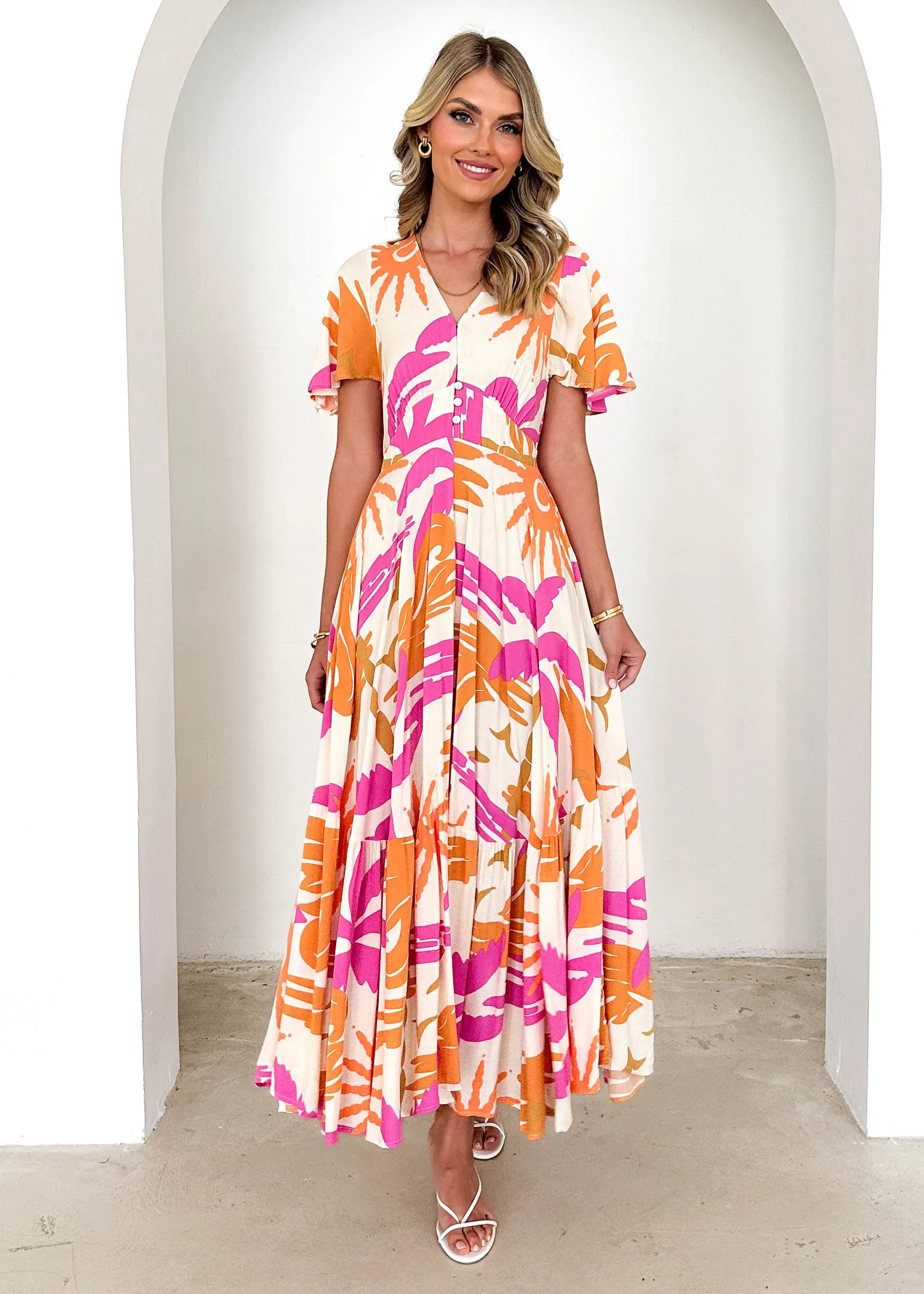 Nia Maxi Dress - Pink Abstract sold by Gingham & Heels product image thumbnail 3