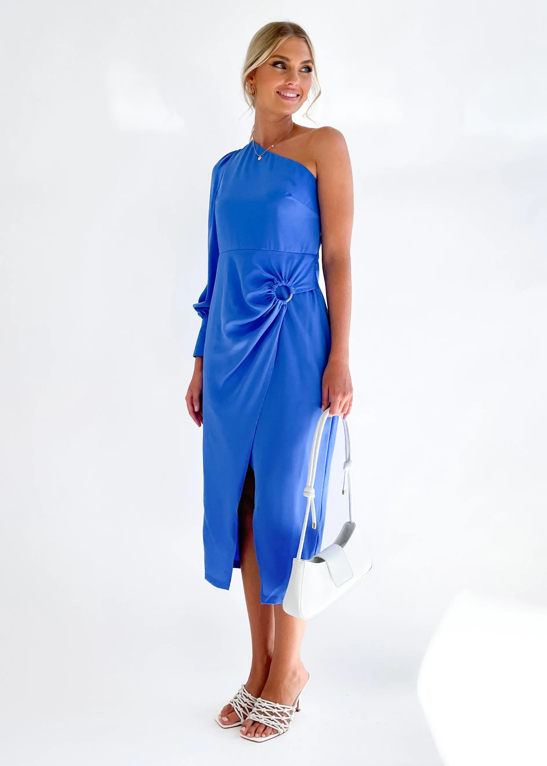 Kieria One Shoulder Midi Dress - Cobalt sold by Gingham & Heels product image thumbnail 4