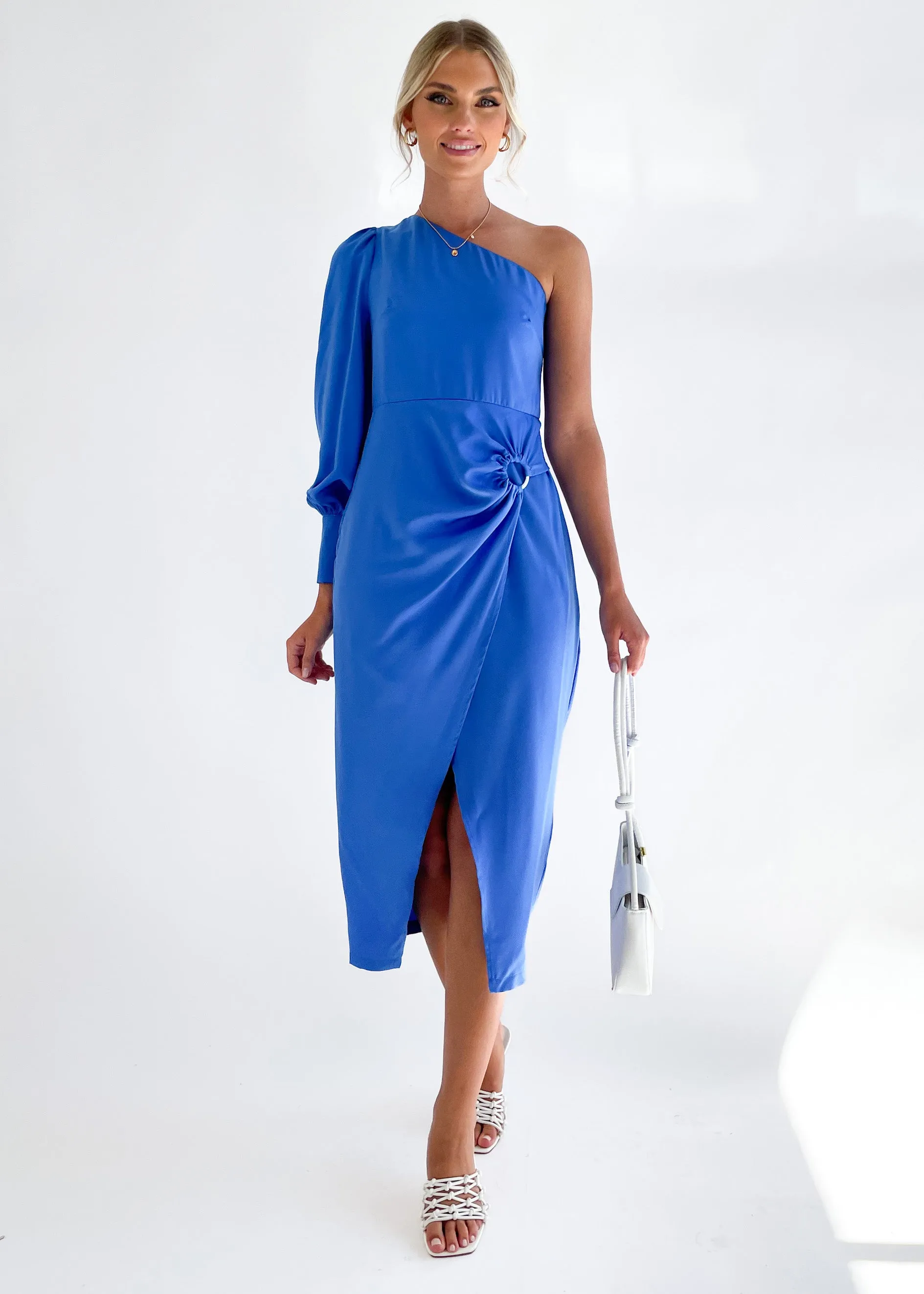 Kieria One Shoulder Midi Dress - Cobalt sold by Gingham & Heels product image thumbnail 3