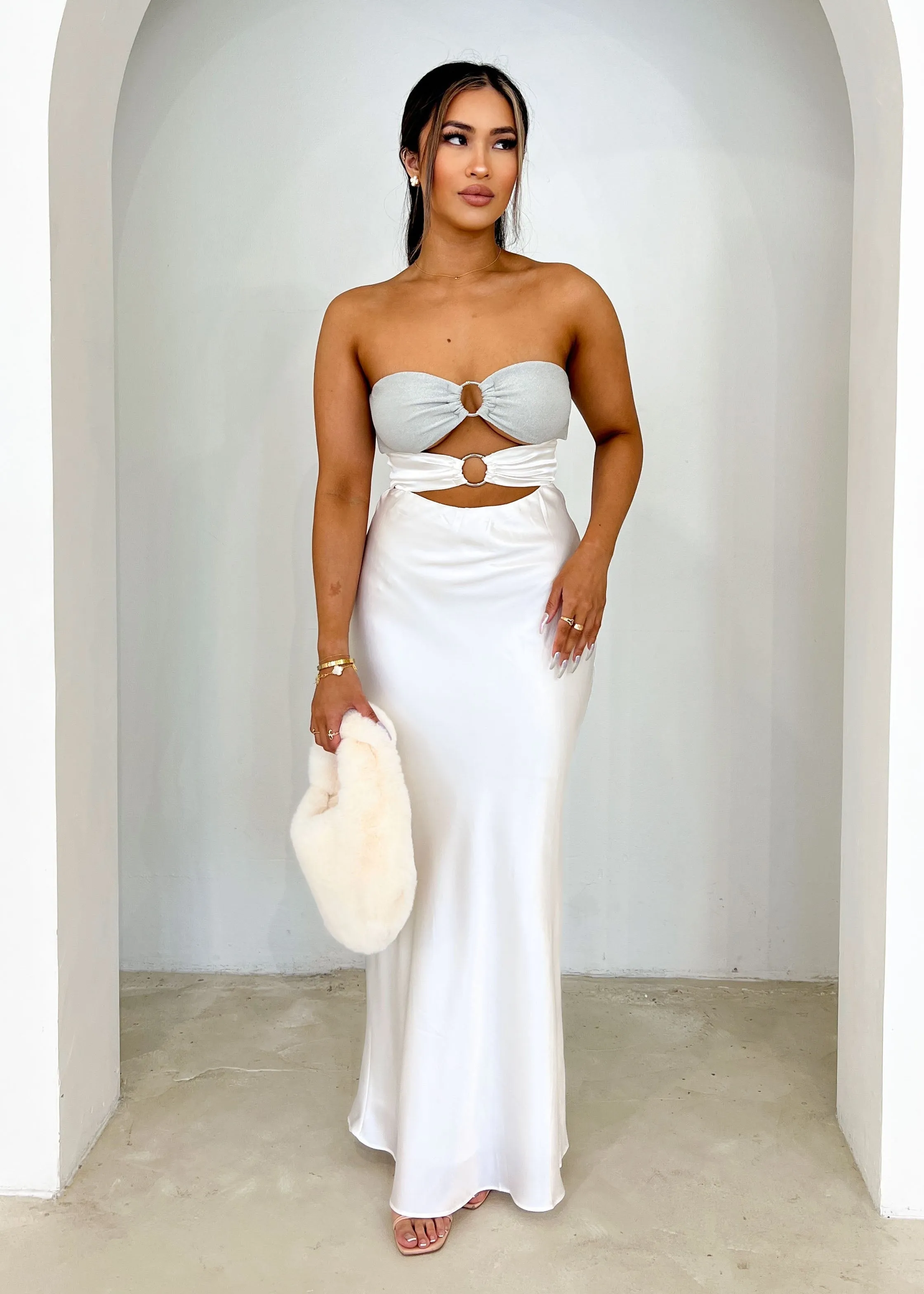 Kallen Strapless Maxi Dress - Off White sold by Gingham & Heels product image thumbnail 3