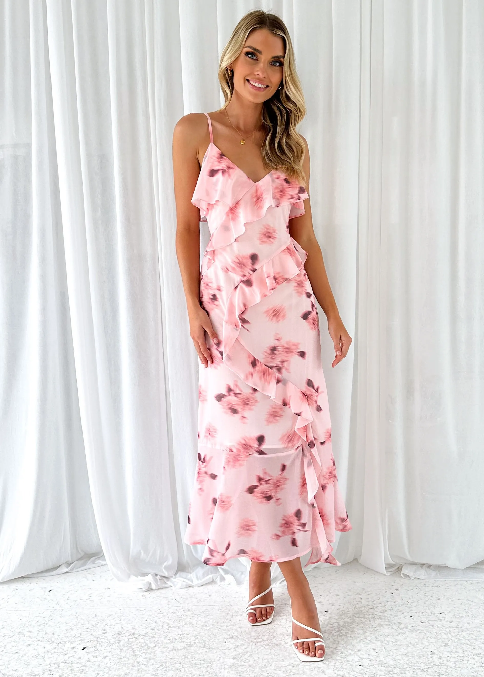 Niner Maxi Dress - Pink Floral sold by Gingham & Heels