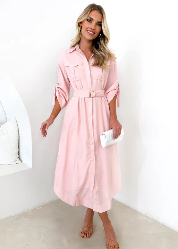 Valena Midi Dress - Blush sold by Gingham & Heels