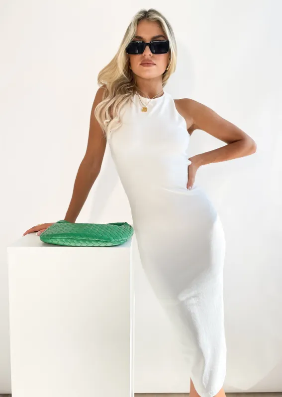Level Headed Midi Dress - Off White sold by Gingham & Heels