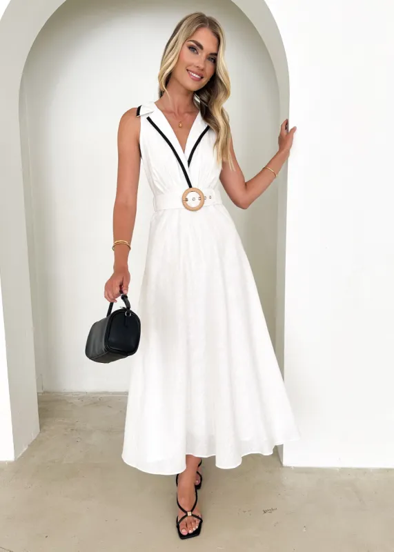 Nellop Midi Dress - Off White sold by Gingham & Heels