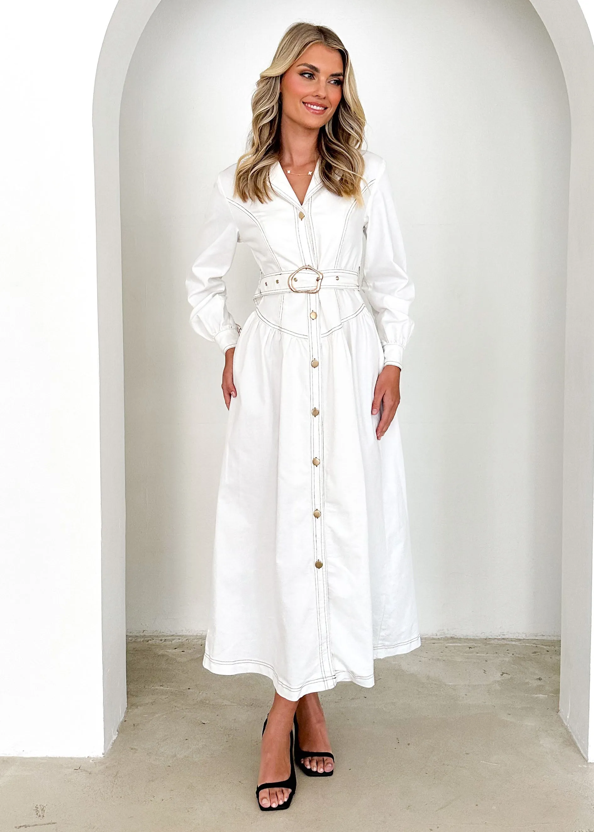 Dazer Denim Maxi Dress - Off White sold by Gingham & Heels product image thumbnail 5