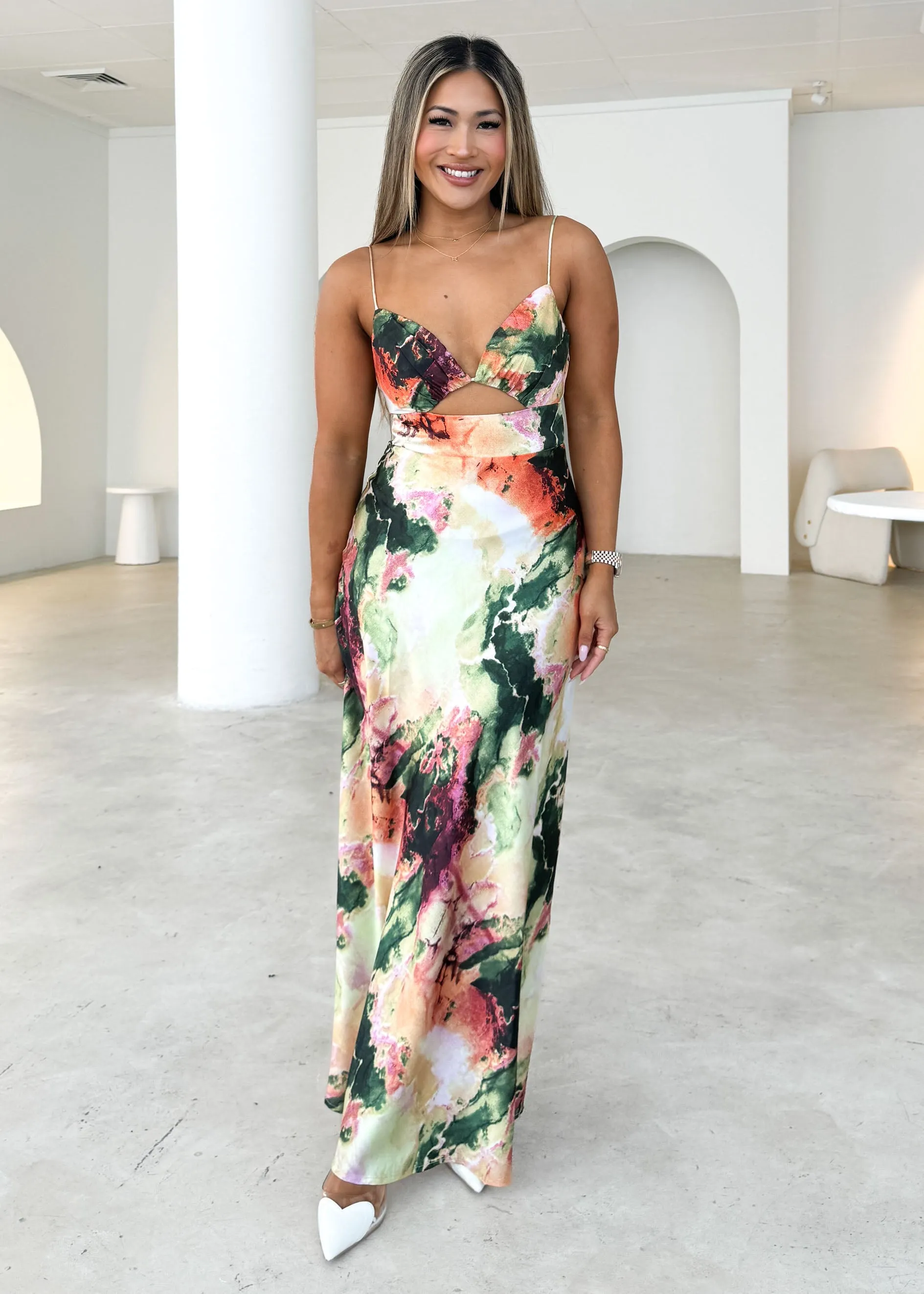 Craelo Maxi Dress - Green Splash sold by Gingham & Heels