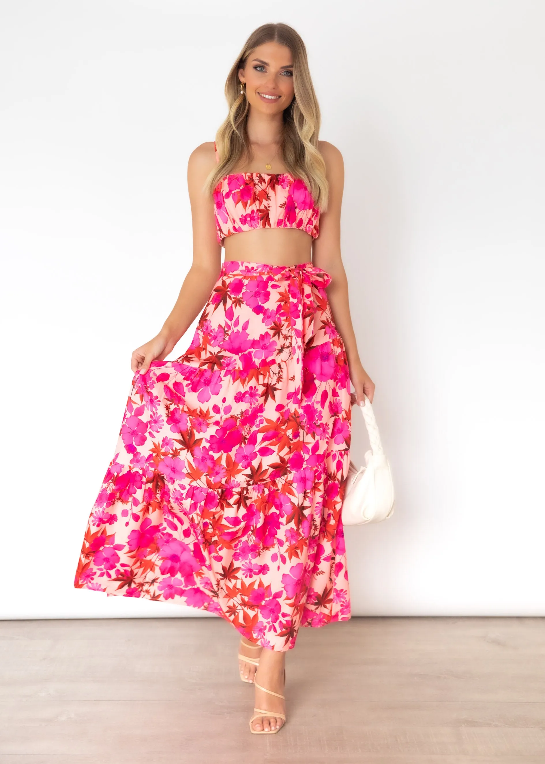 Rasse Crop - Magenta Floral sold by Gingham & Heels