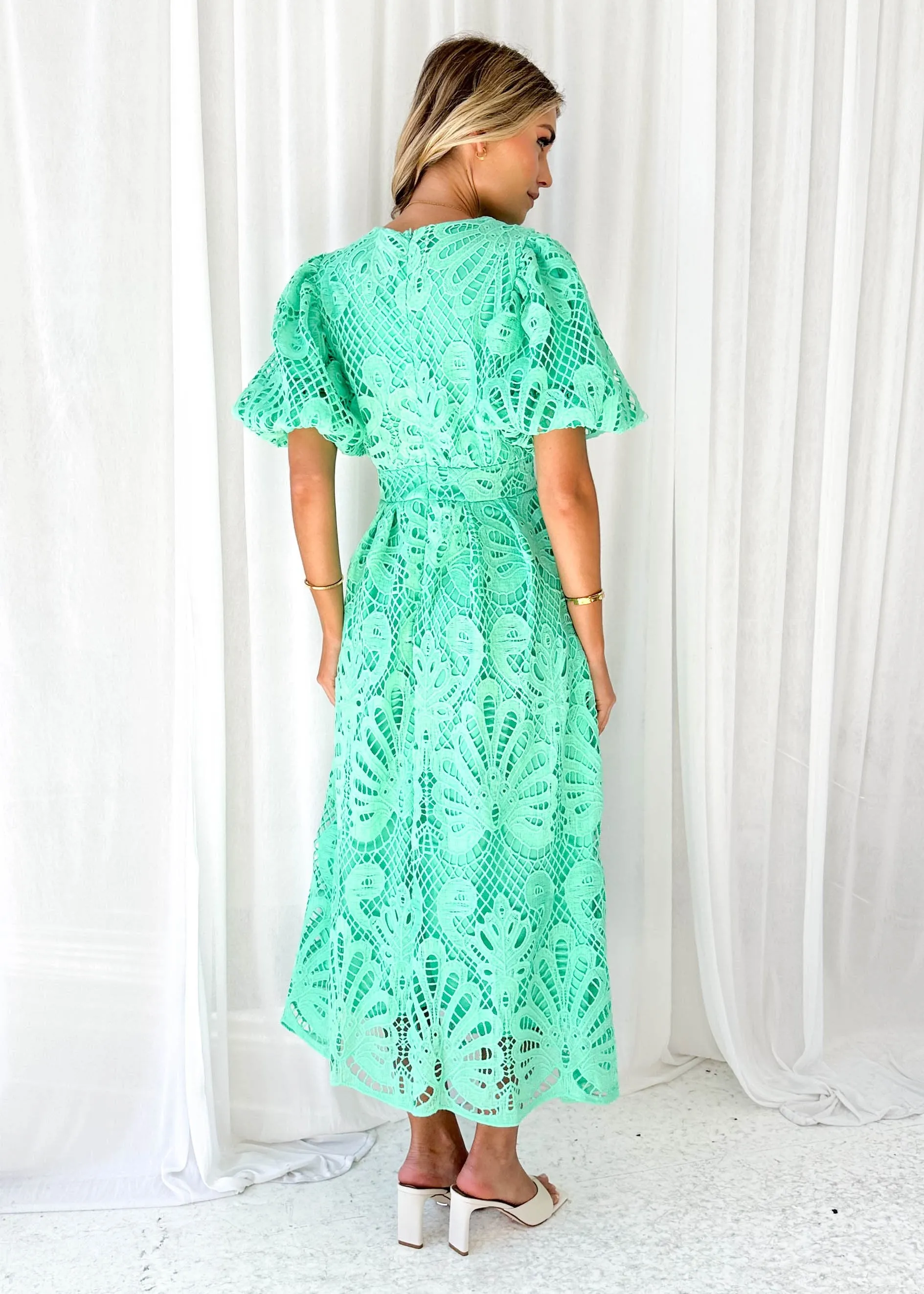 Mari Lace Maxi Dress - Jade Green sold by Gingham & Heels product image thumbnail 5