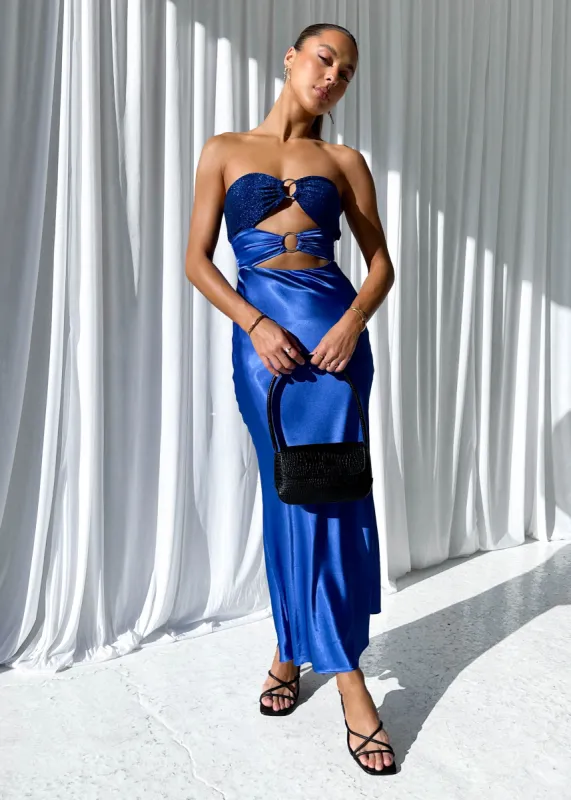 Kallen Strapless Maxi Dress - Cobalt sold by Gingham & Heels