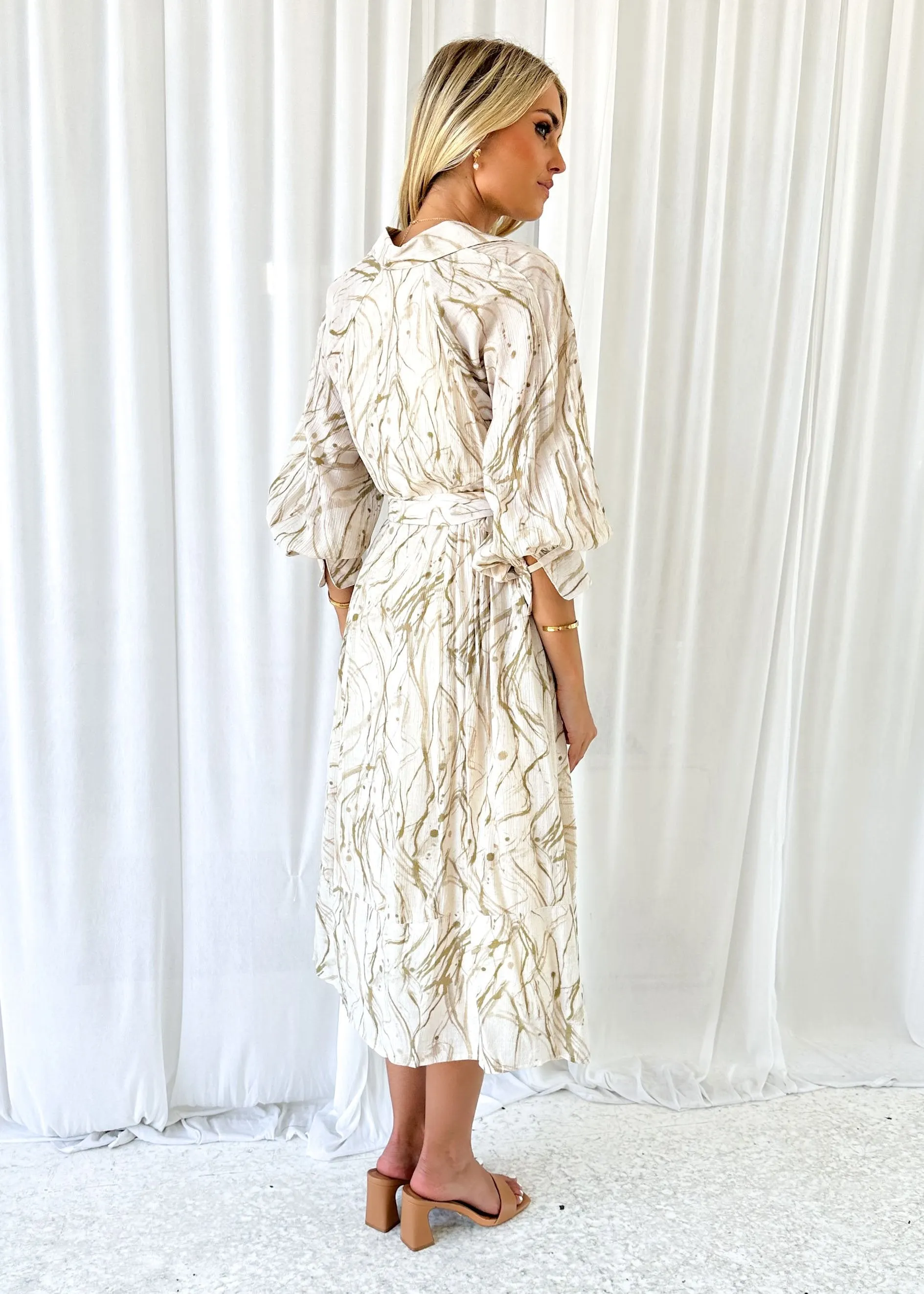Bonnie Midi Dress - Beige Swirl sold by Gingham & Heels product image thumbnail 5