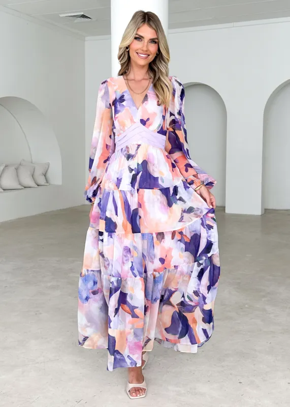 Mayella Maxi Dress - Lilac Garden sold by Gingham & Heels