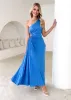 Corinne One Shoulder Midi Dress - Blue sold by Gingham & Heels
