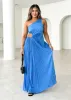 Corinne One Shoulder Midi Dress - Blue sold by Gingham & Heels