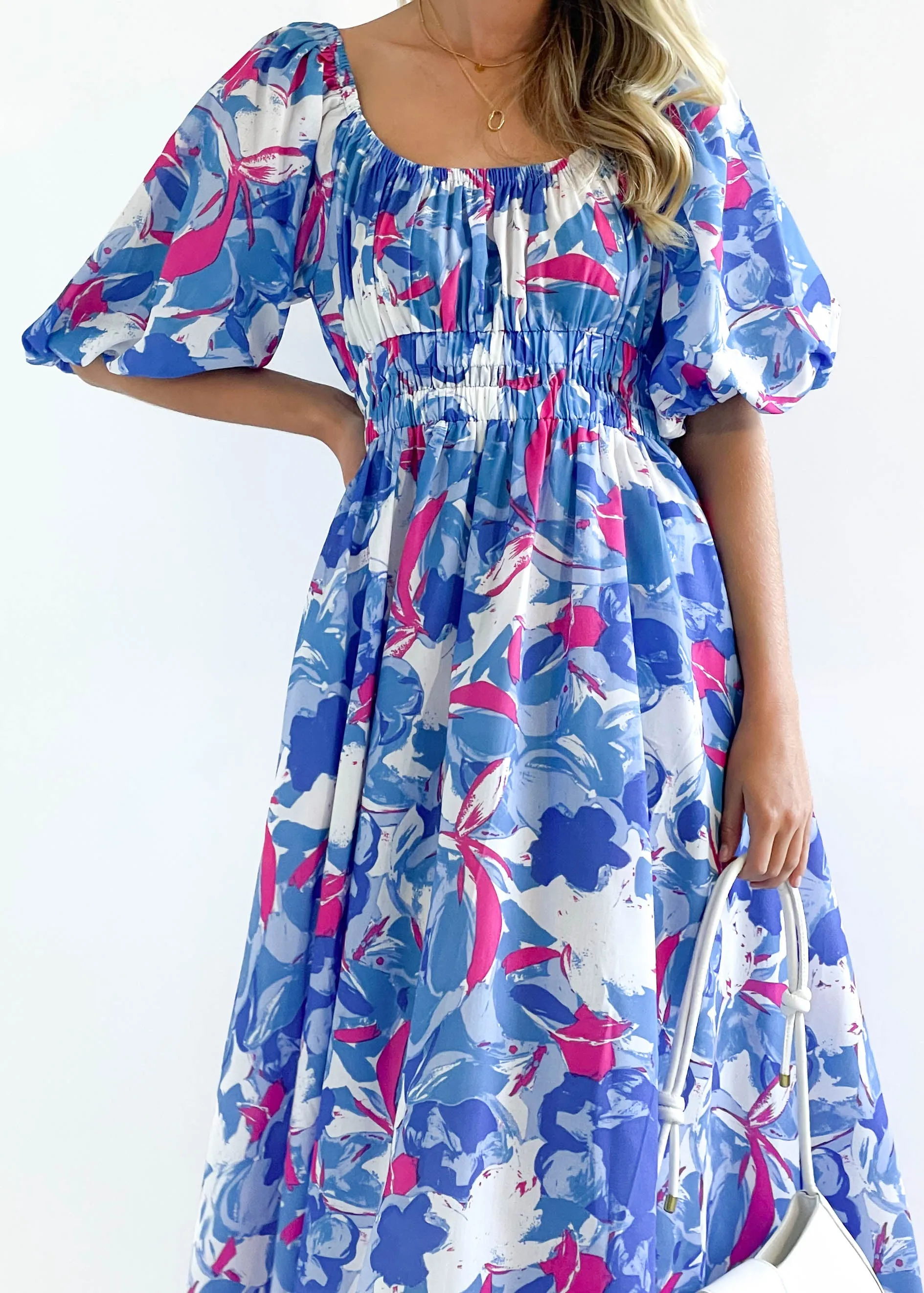 Seline Midi Dress - Blue Abstract sold by Gingham & Heels product image thumbnail 4