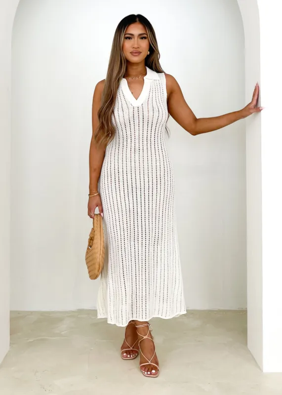 Audrey Knit Midi Dress - Off White sold by Gingham & Heels