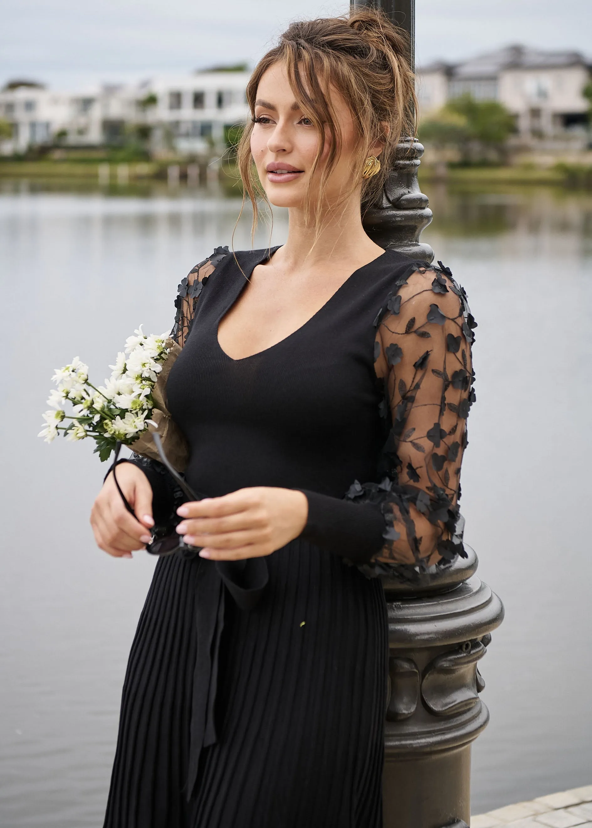 Prisley Knit Midi Dress - Black sold by Gingham & Heels product image thumbnail 3