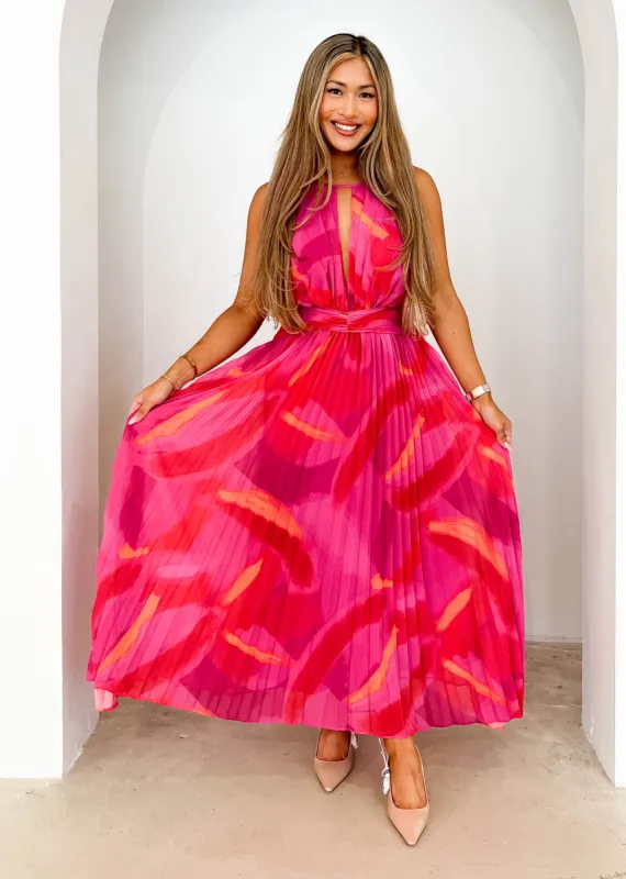 Bettino Midi Dress - Hot Pink Splash sold by Gingham & Heels