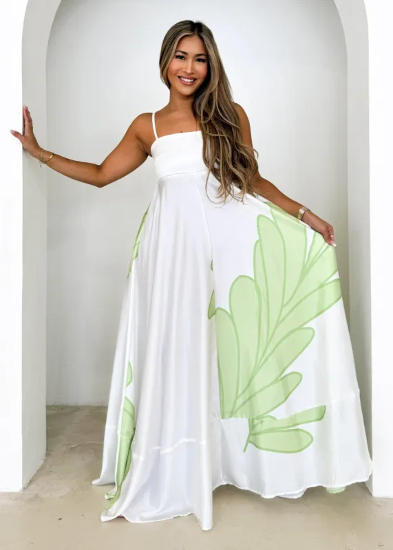 Elide Maxi Dress - Lime Palm sold by Gingham & Heels