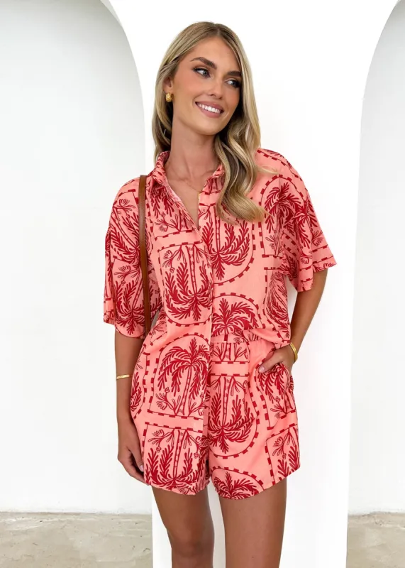 Parie Shirt - Red Palm sold by Gingham & Heels