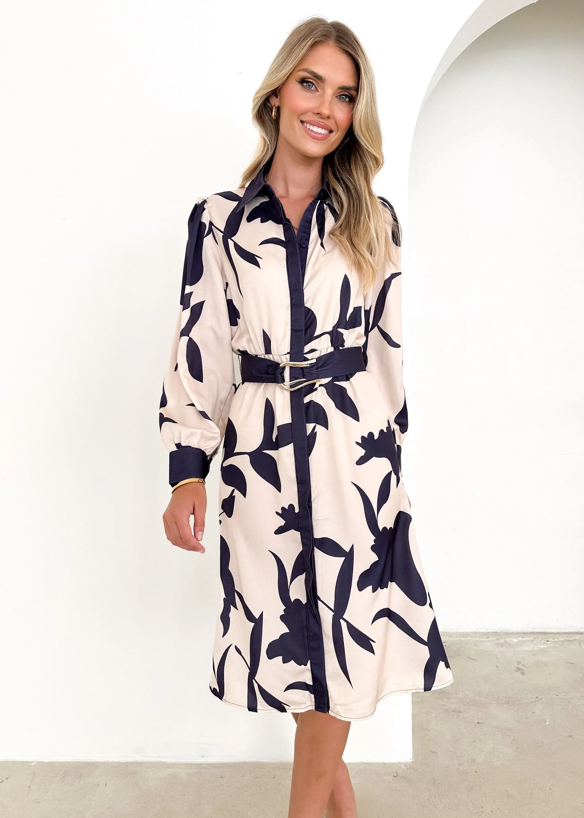 Chaira Midi Dress - Navy Lillies sold by Gingham & Heels product image thumbnail 3