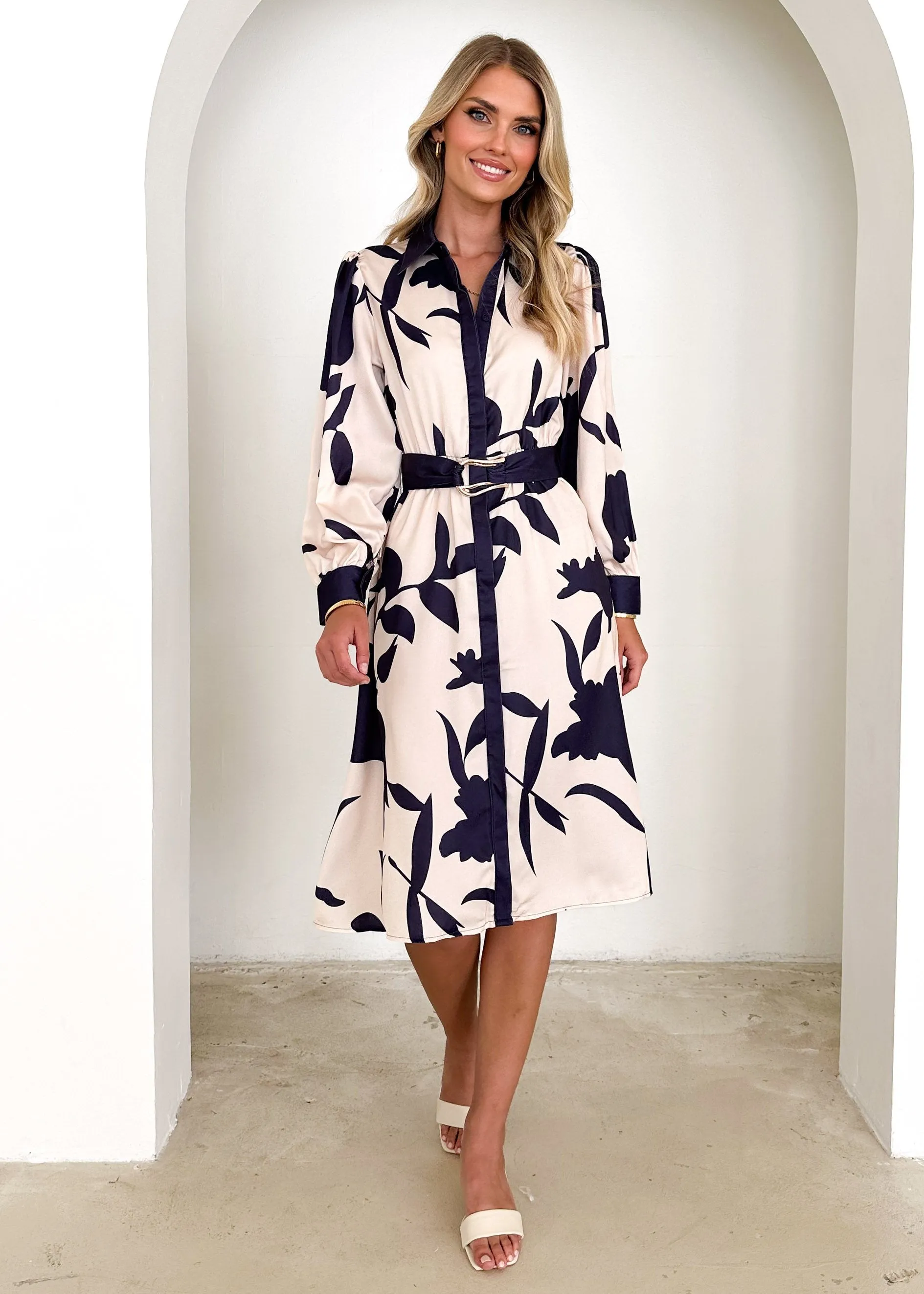 Chaira Midi Dress - Navy Lillies sold by Gingham & Heels product image thumbnail 2