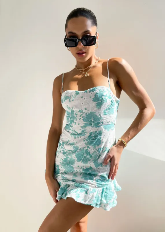 Aluna Mini Dress - Aqua sold by Gingham & Heels