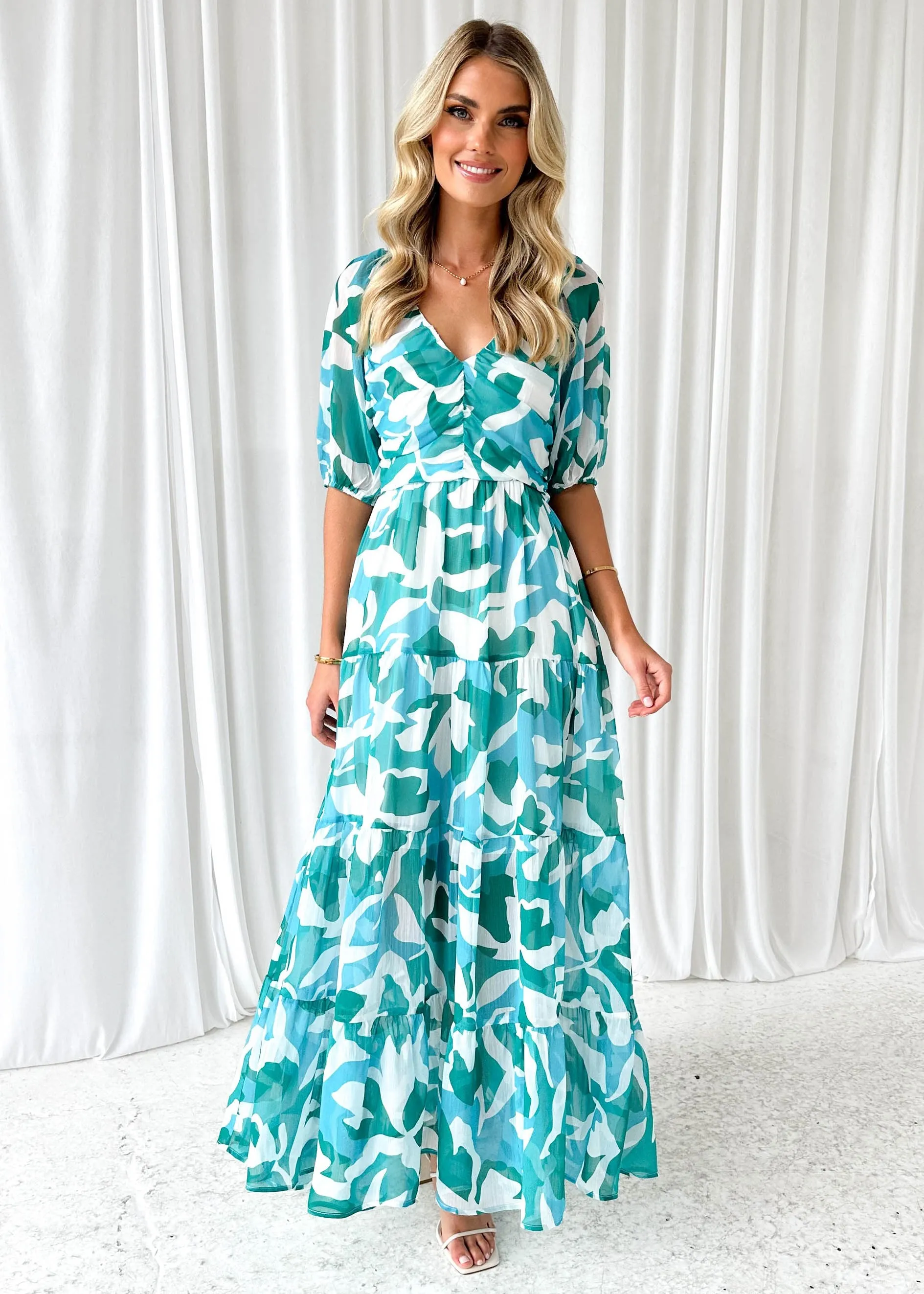Amorette Maxi Dress - Teal Sea sold by Gingham & Heels product image thumbnail 3