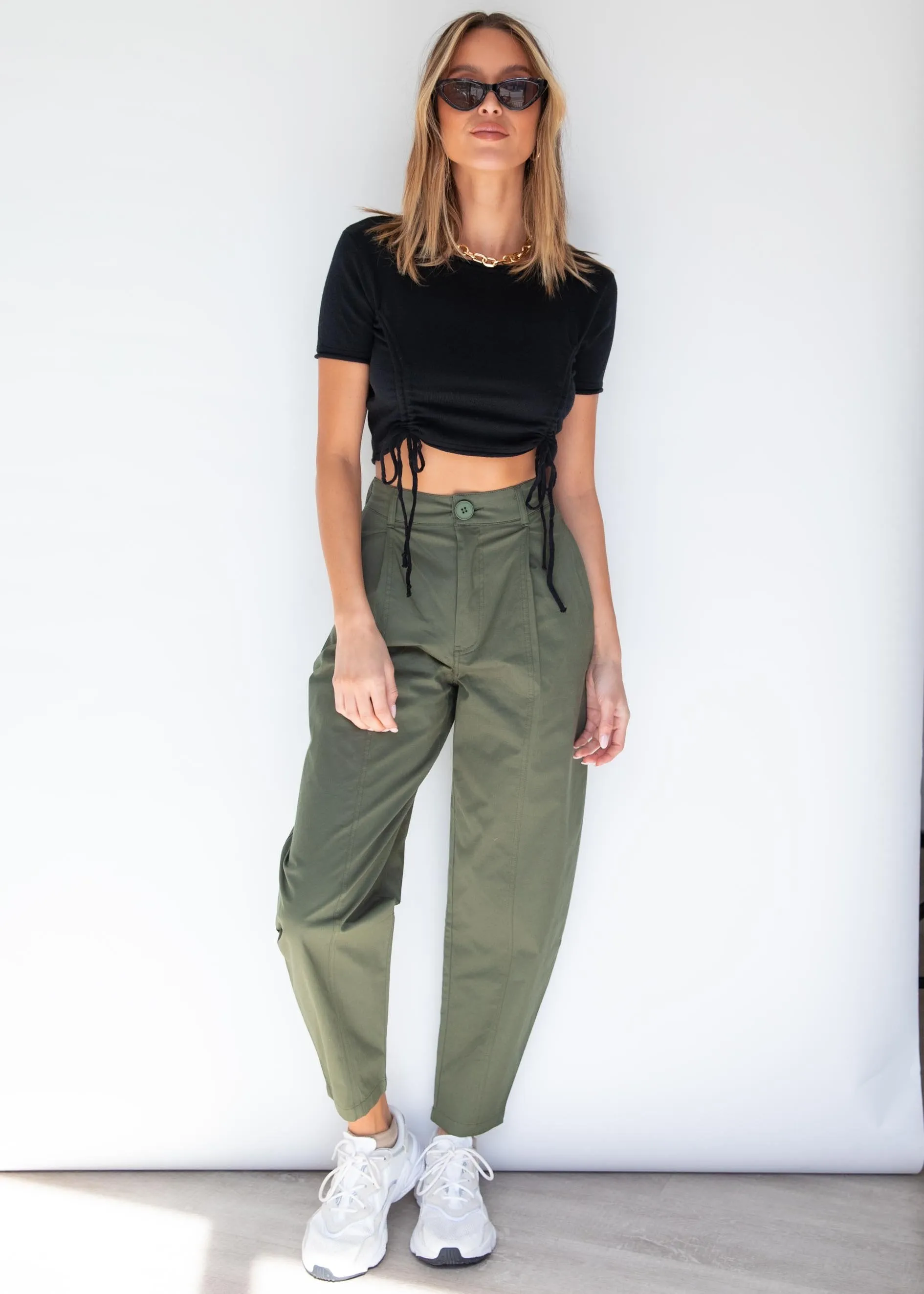 Farrah Ruched Knit Crop - Black sold by Gingham & Heels product image thumbnail 5