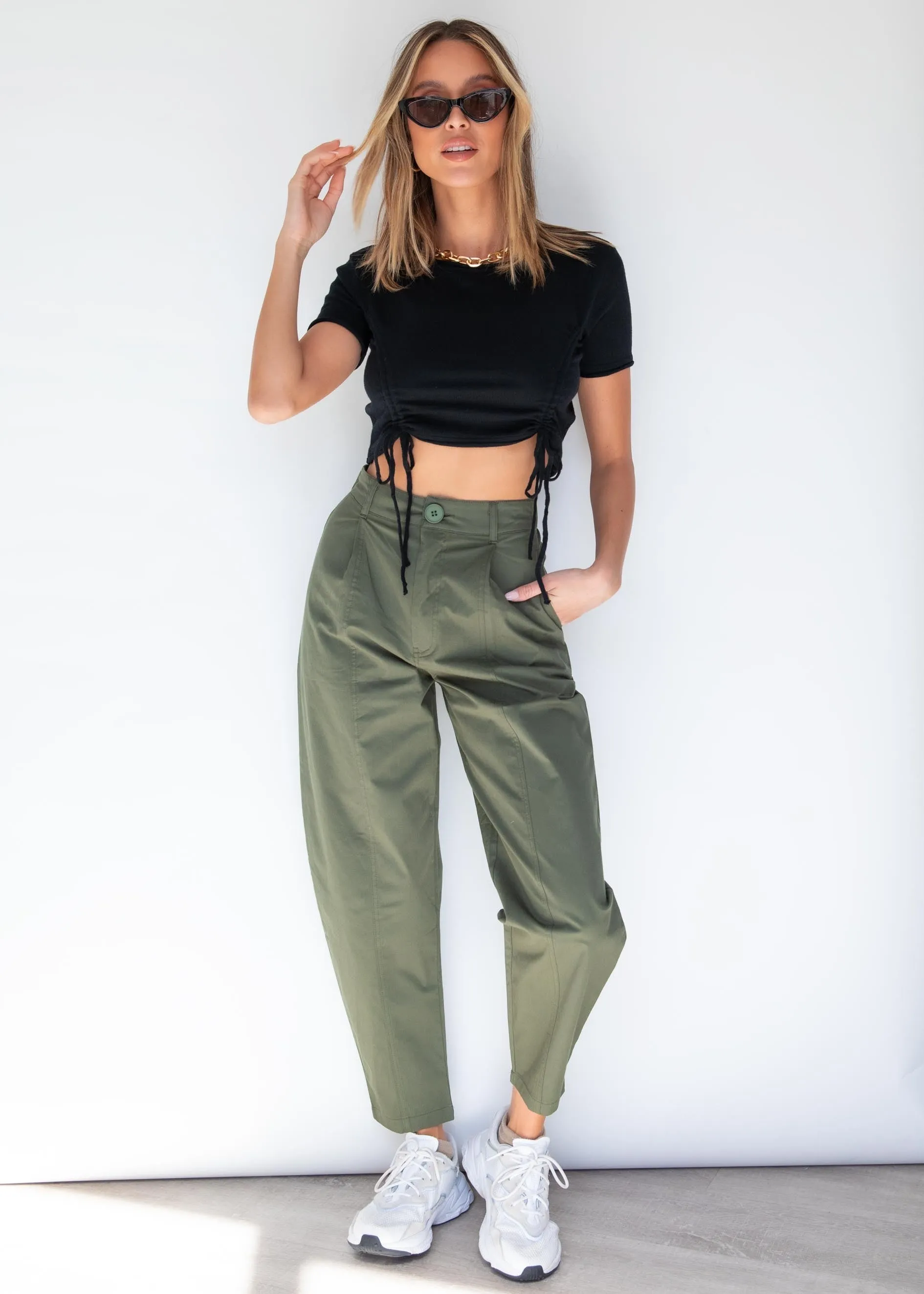 Farrah Ruched Knit Crop - Black sold by Gingham & Heels product image thumbnail 2