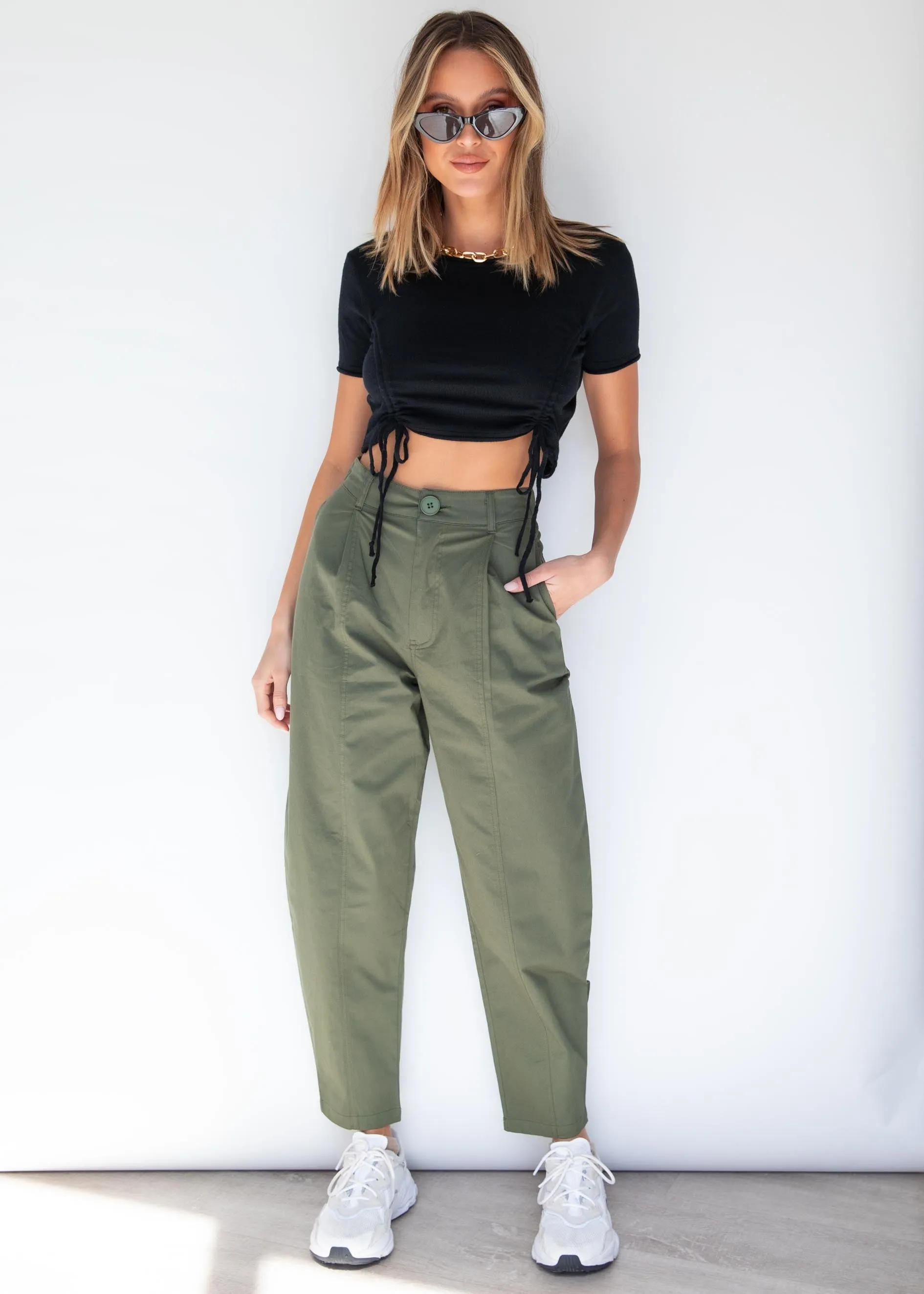 Farrah Ruched Knit Crop - Black sold by Gingham & Heels product image thumbnail 4